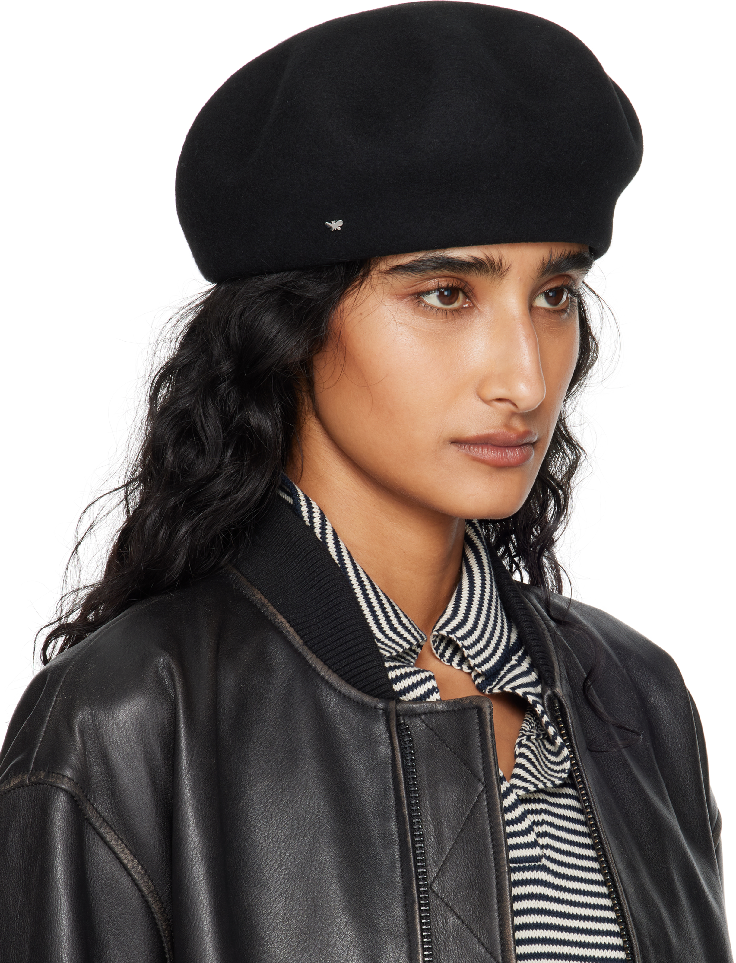 Weekend Max Mara Black Pitti Beret In Black