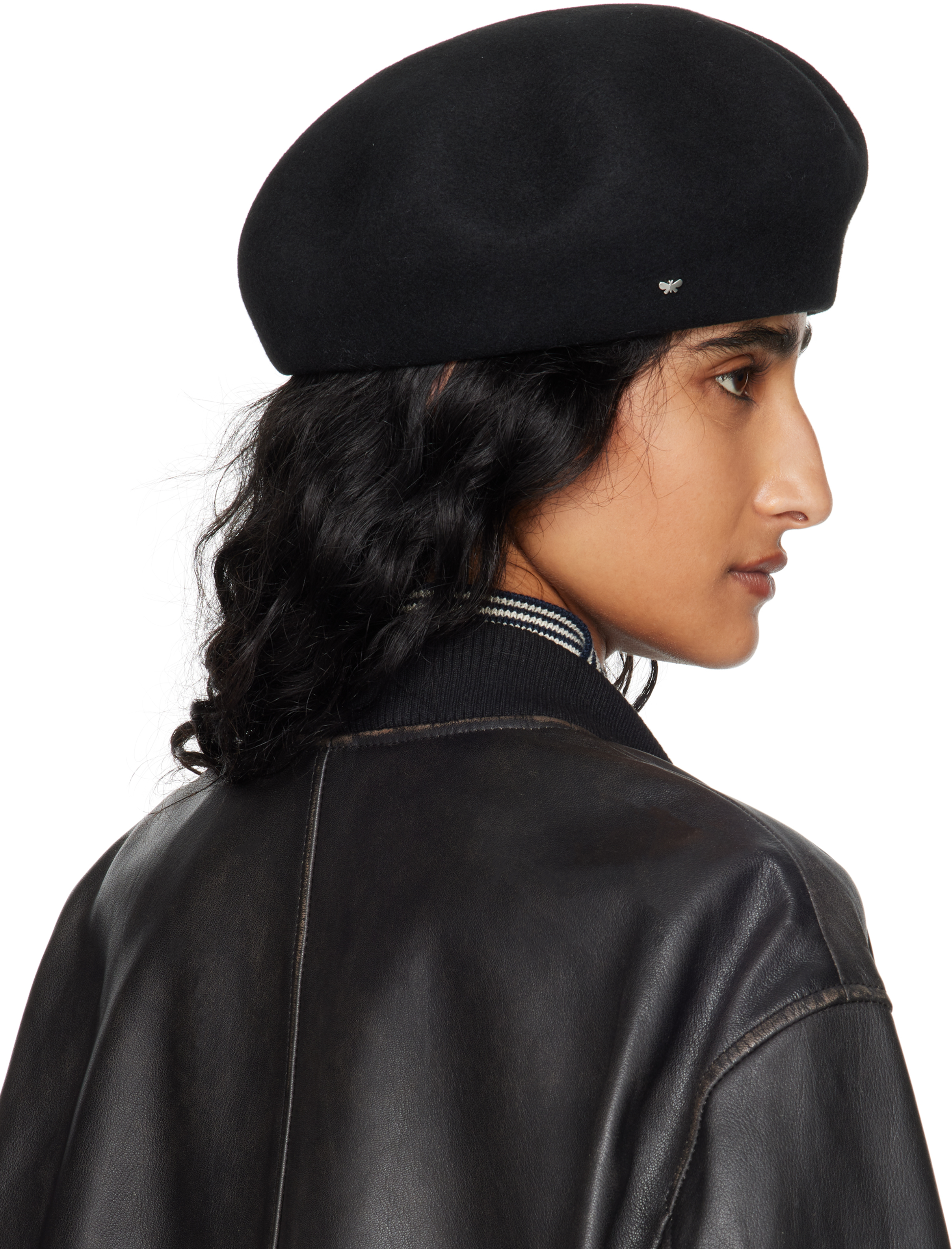Weekend Max Mara Black Pitti Beret In Black