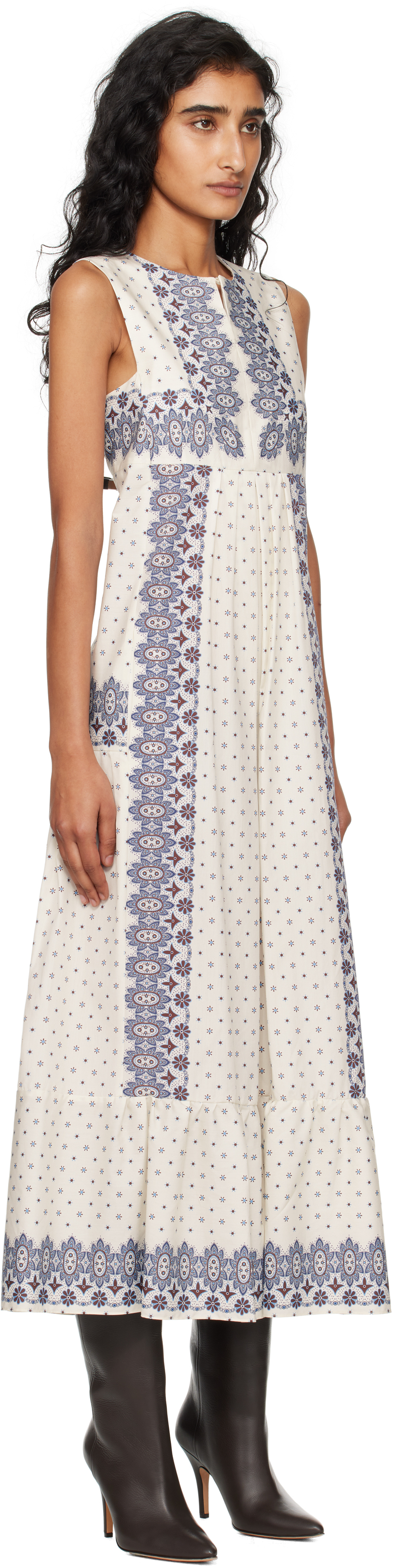 Weekend Max Mara Cotton Printed Midi Dress In Blue