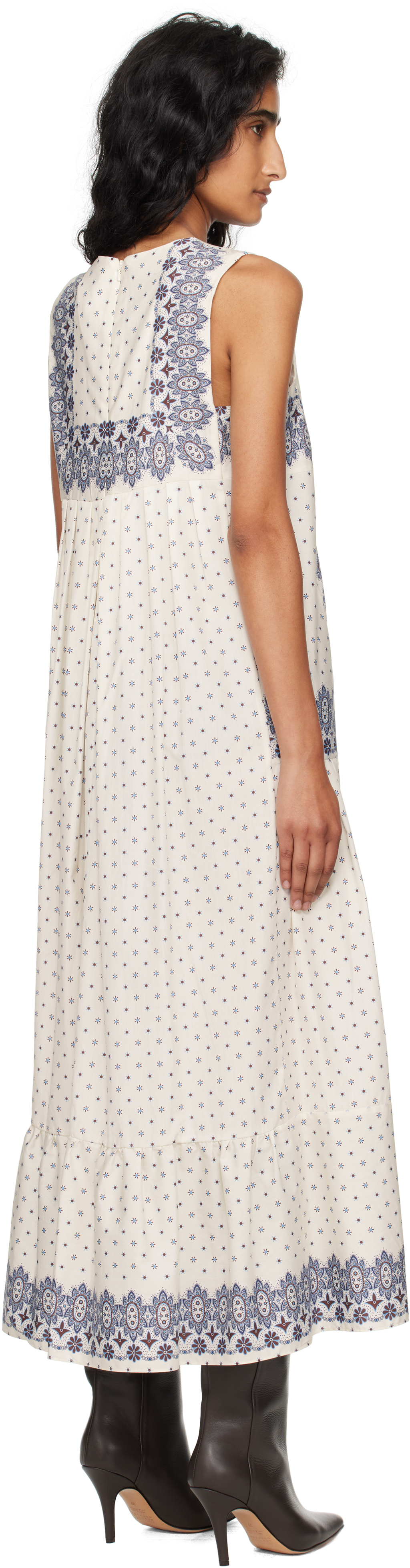 Weekend Max Mara Cotton Printed Midi Dress In Blue