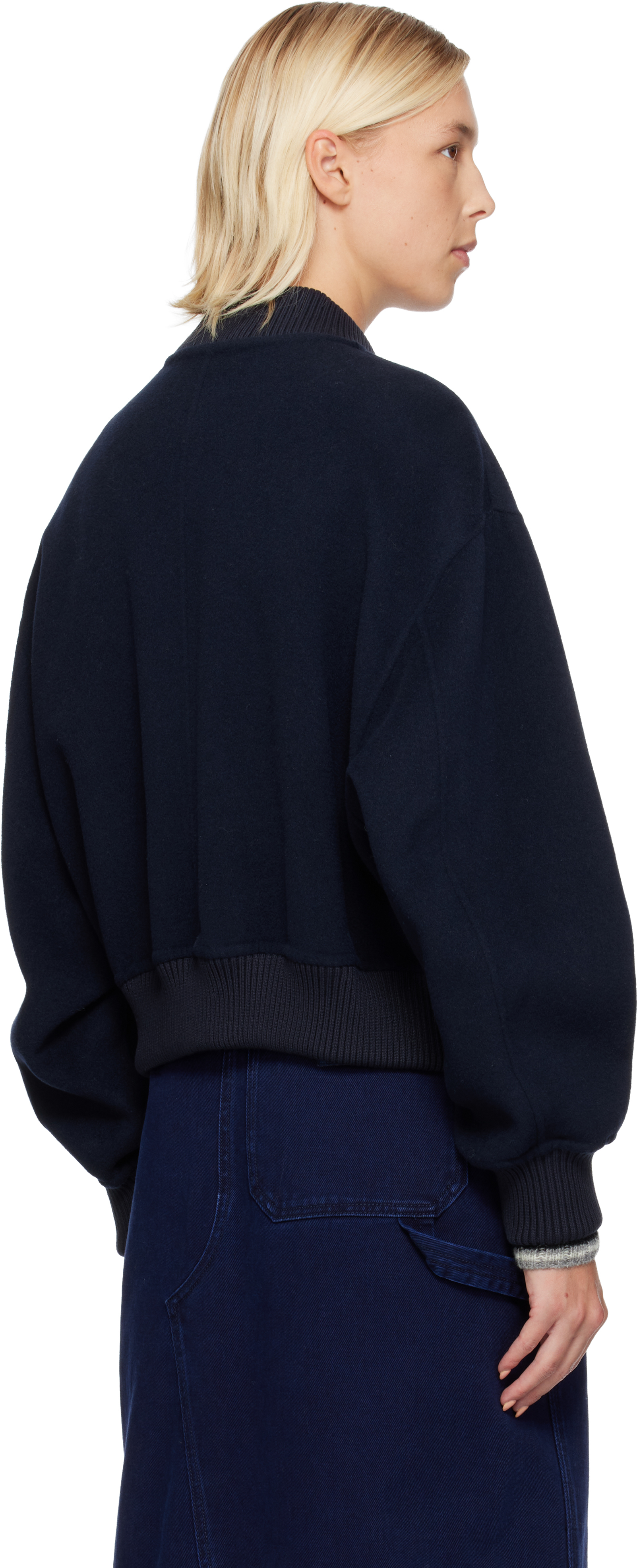Weekend Max Mara Navy Zelante Bomber Jacket In Blue