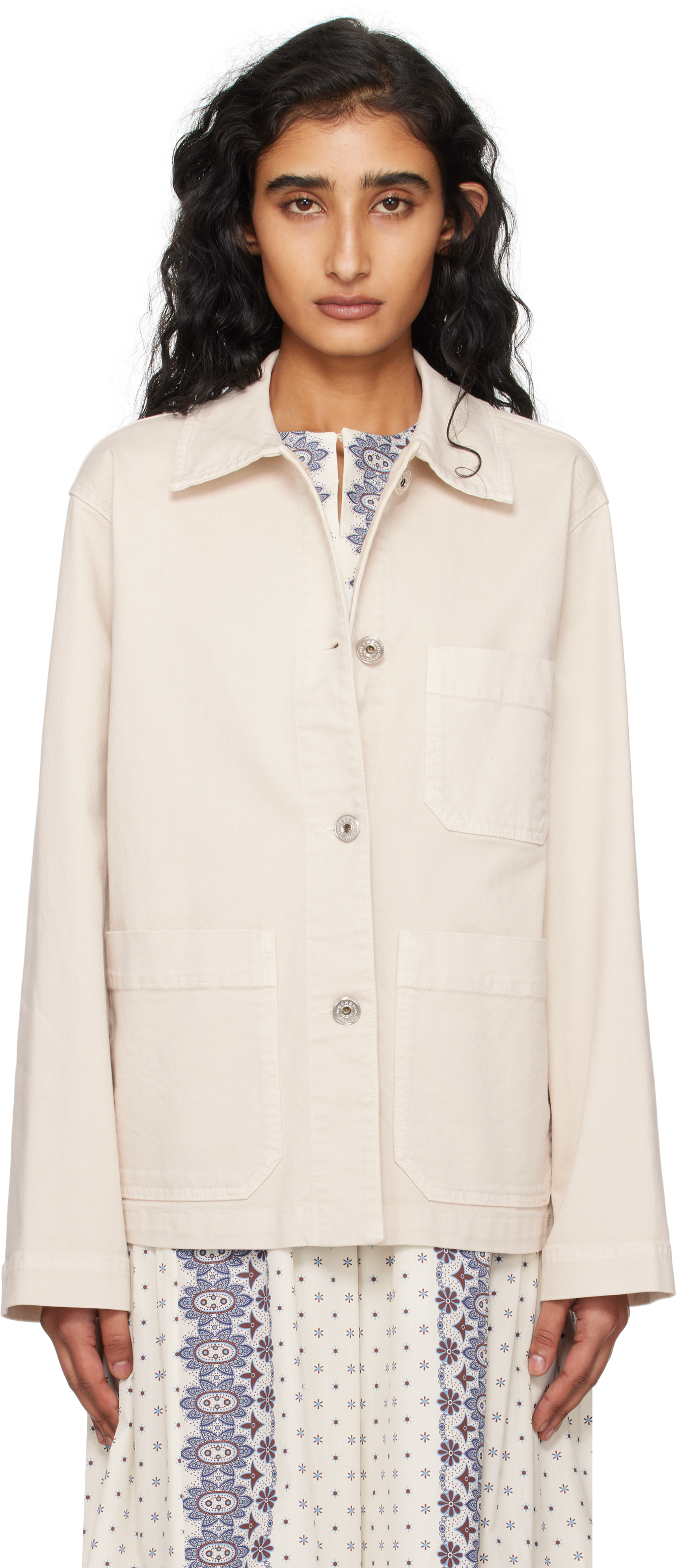 Weekend Max Mara Off-white Classe Denim Jacket In Neutral