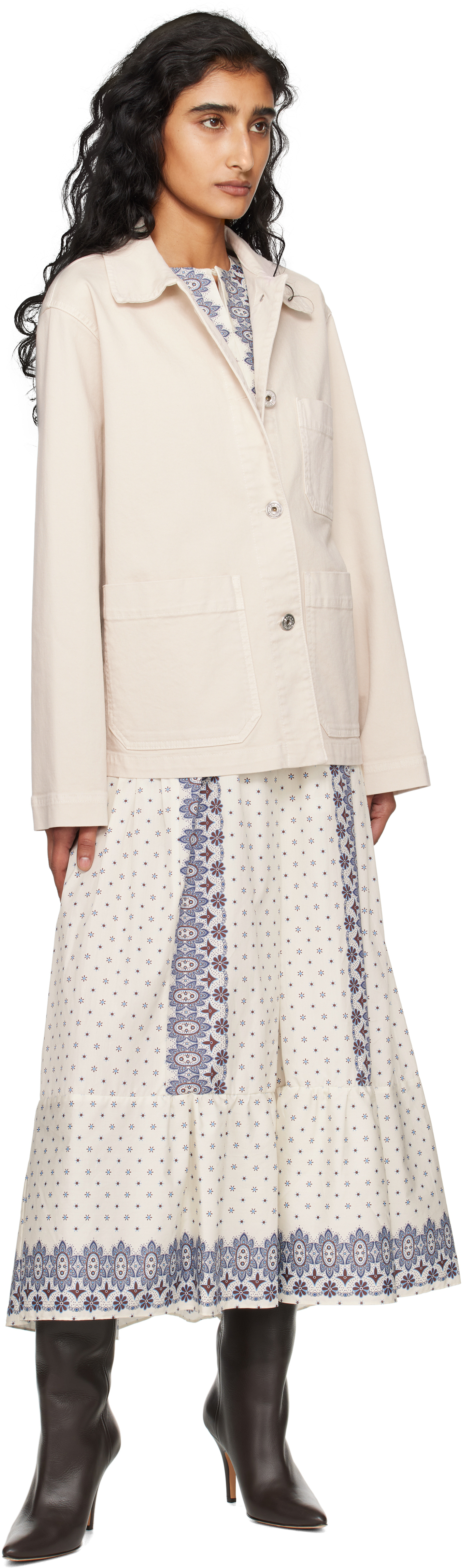 Weekend Max Mara Off-white Classe Denim Jacket In Neutral