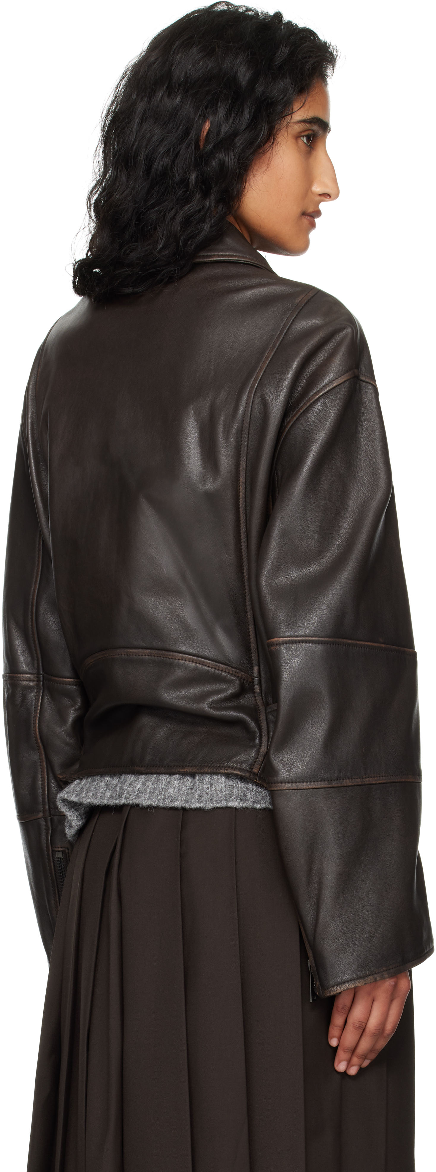 Weekend Max Mara Brown Egizio Leather Jacket