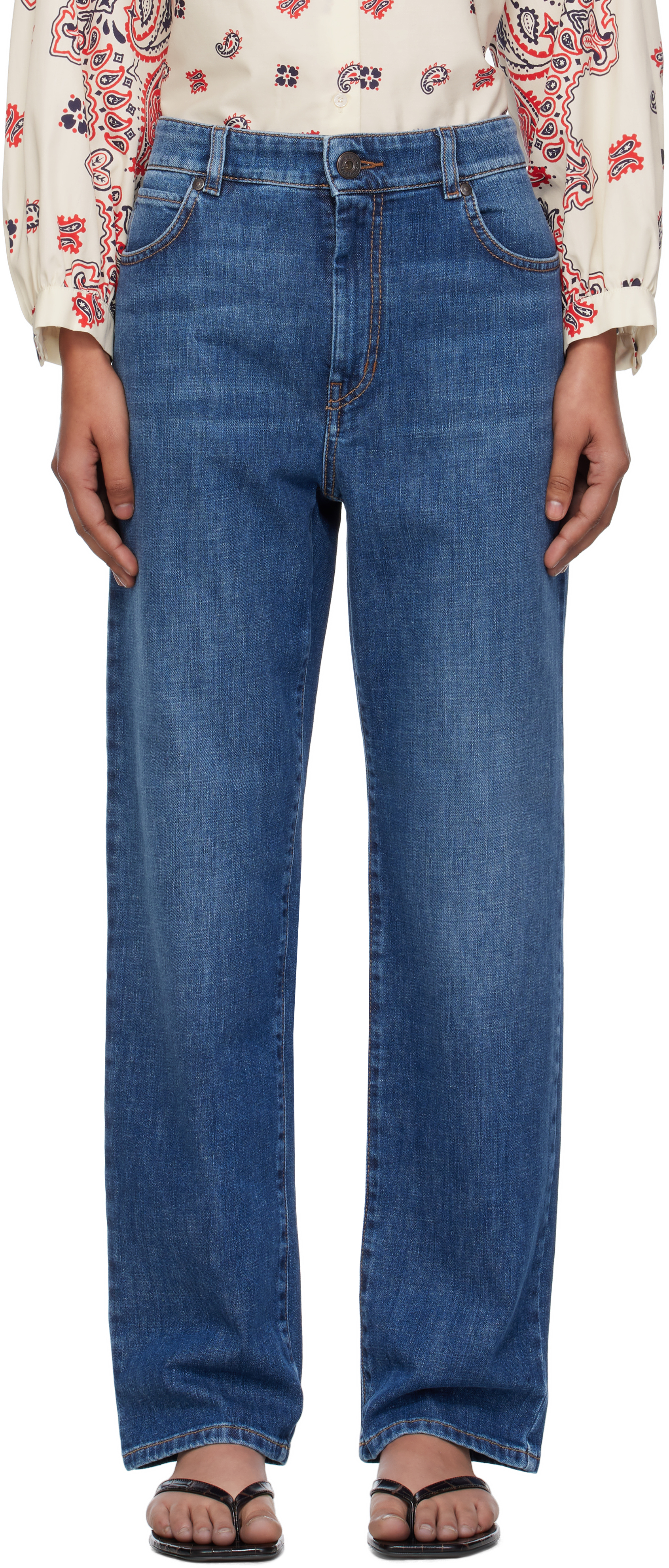 Weekend Max Mara Omens Navy Loris Straight-leg Stretch-denim Jeans In Blue