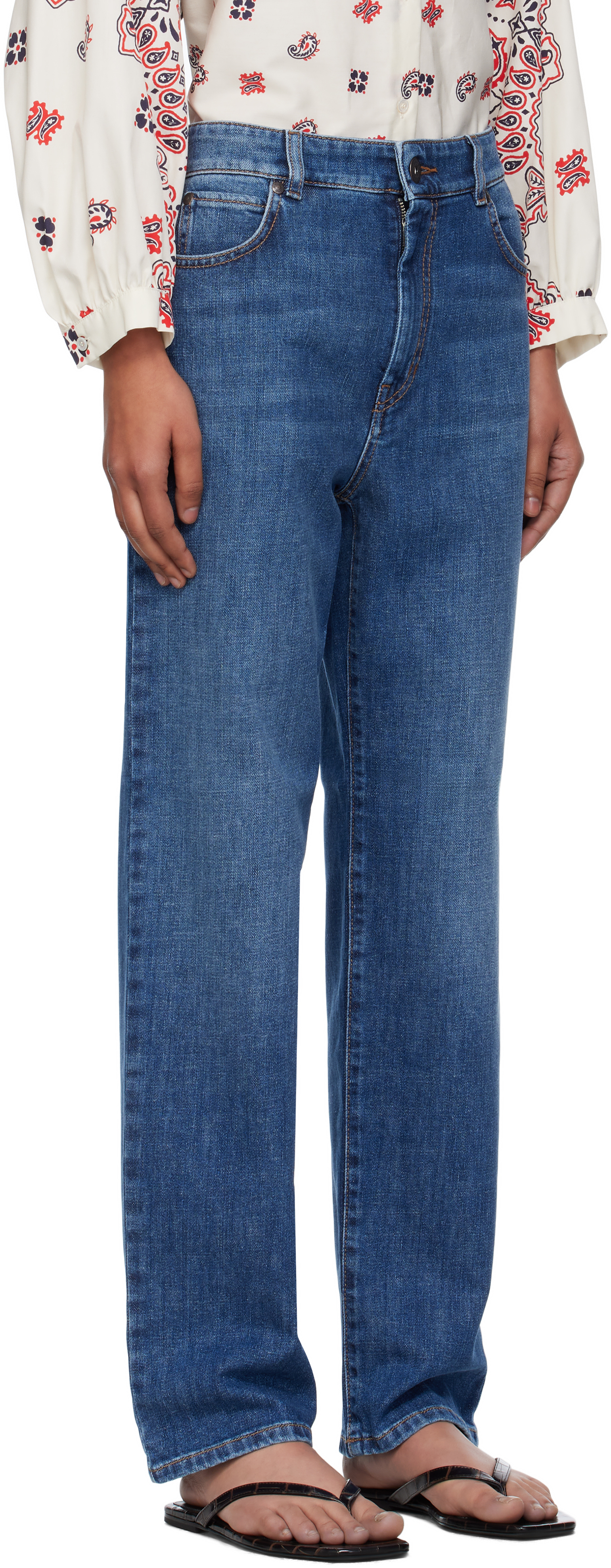 Weekend Max Mara Omens Navy Loris Straight-leg Stretch-denim Jeans In Blue