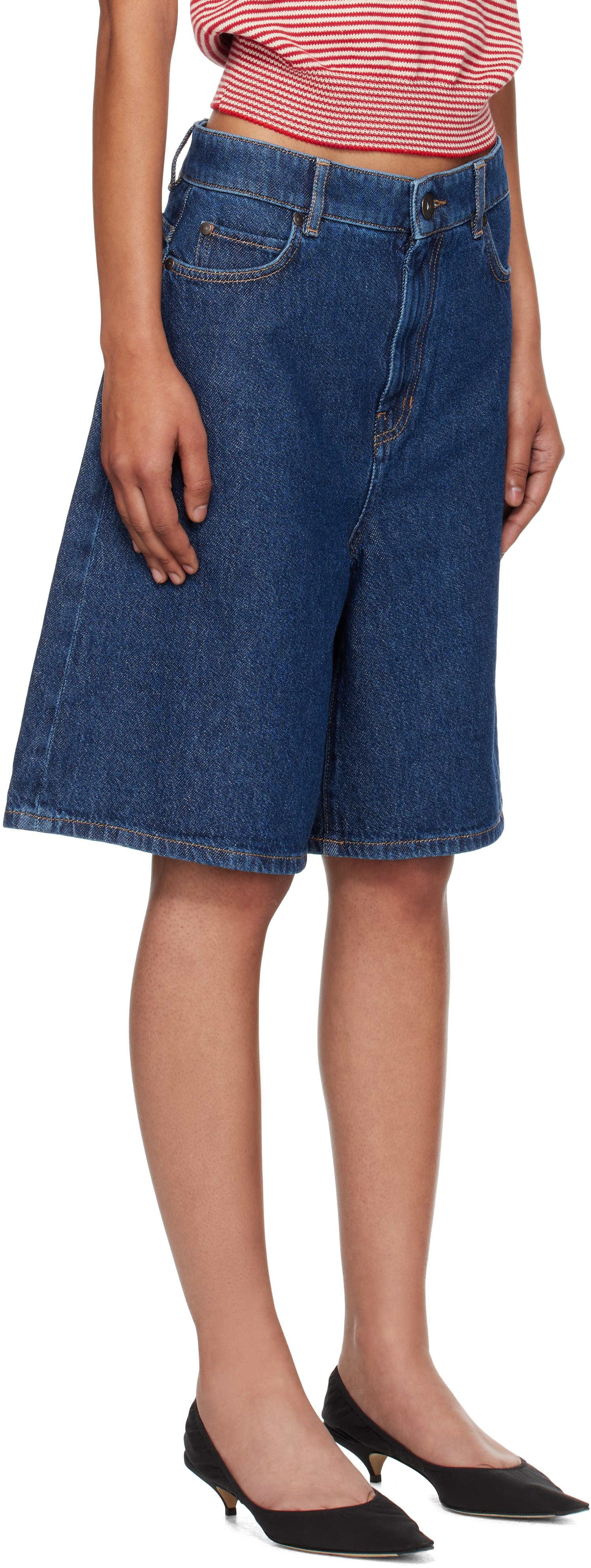 Weekend Max Mara Navy Donnola Denim Shorts In Blue