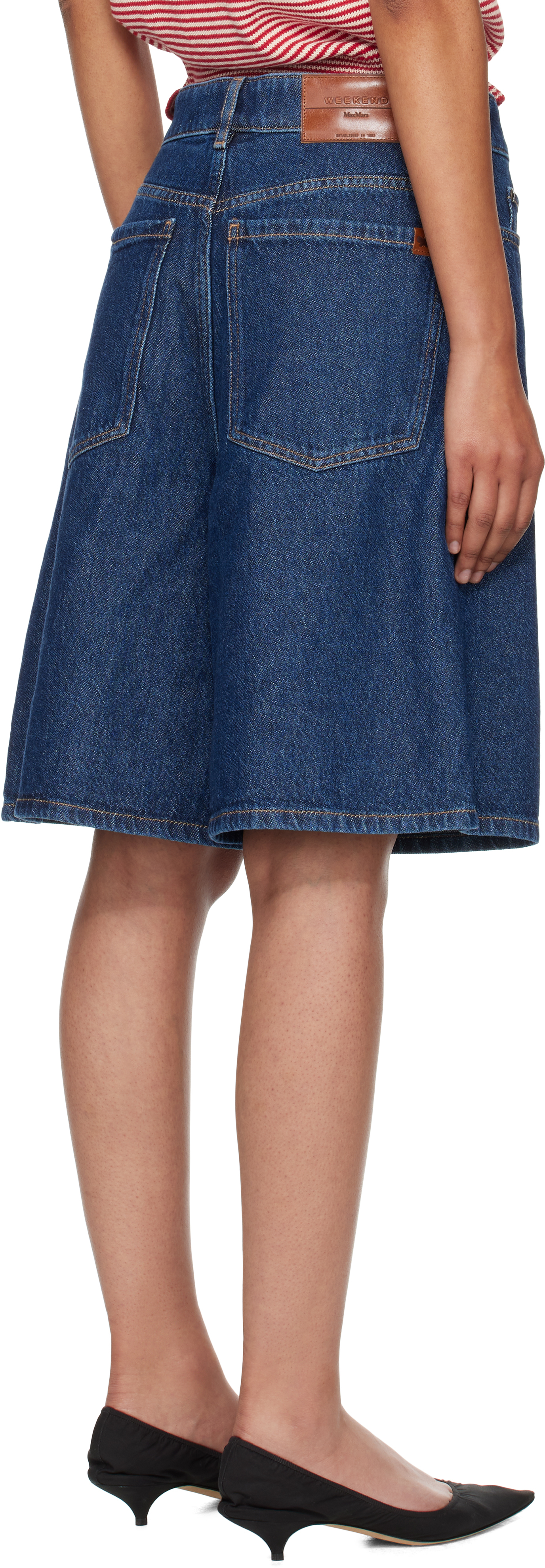 Weekend Max Mara Navy Donnola Denim Shorts In Blue
