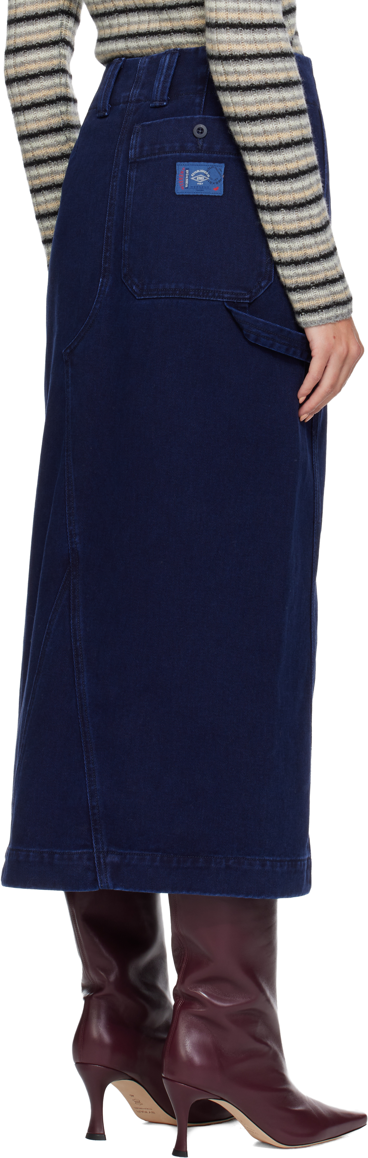 Weekend Max Mara Navy Valika Denim Maxi Skirt In Blue
