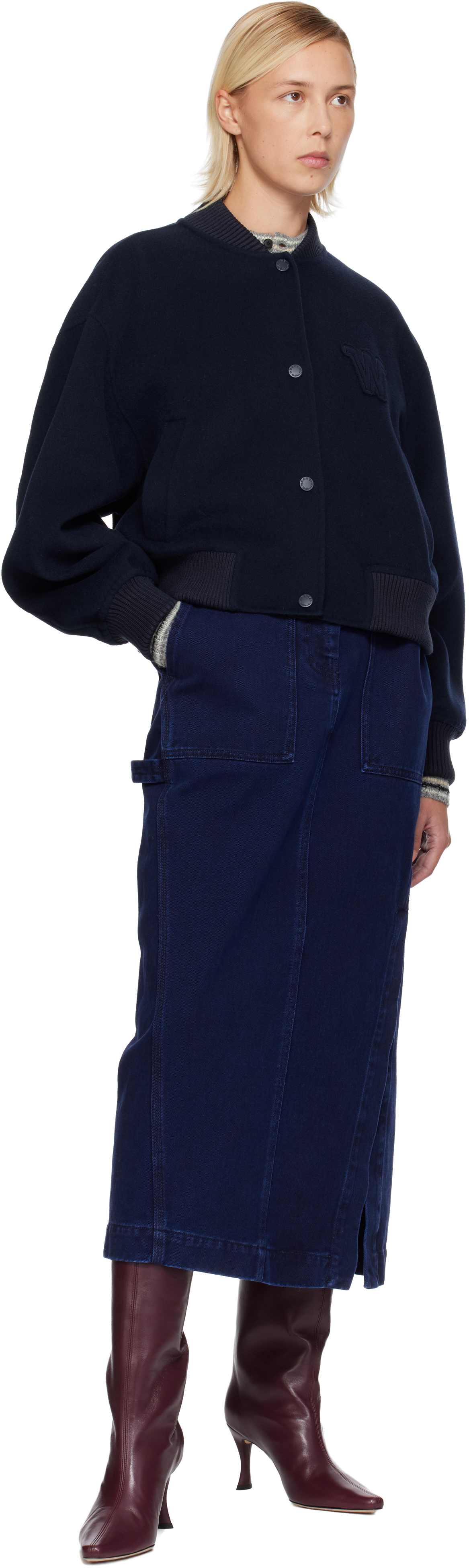 Weekend Max Mara Navy Valika Denim Maxi Skirt In Blue