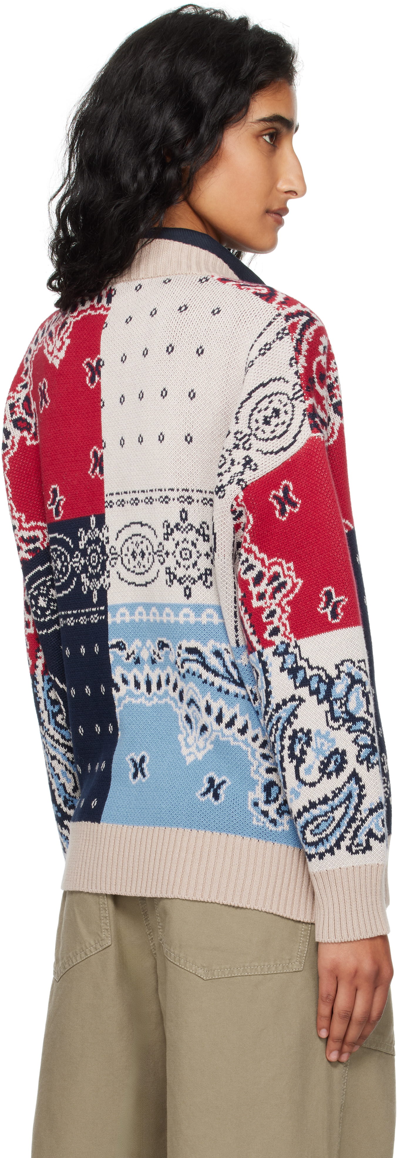 Weekend Max Mara Cotton Oversized Jacquard Cardigan In Blue