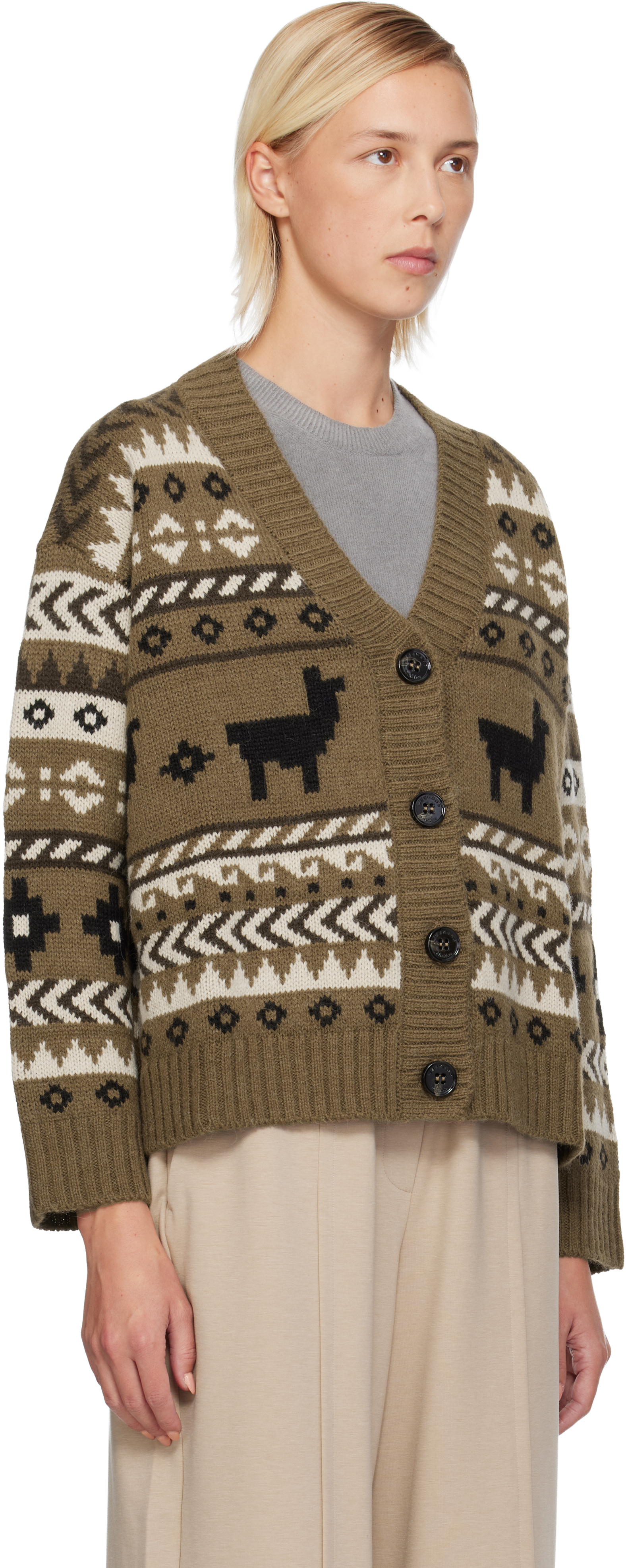 Weekend Max Mara Brown Ovatta Cardigan In Green