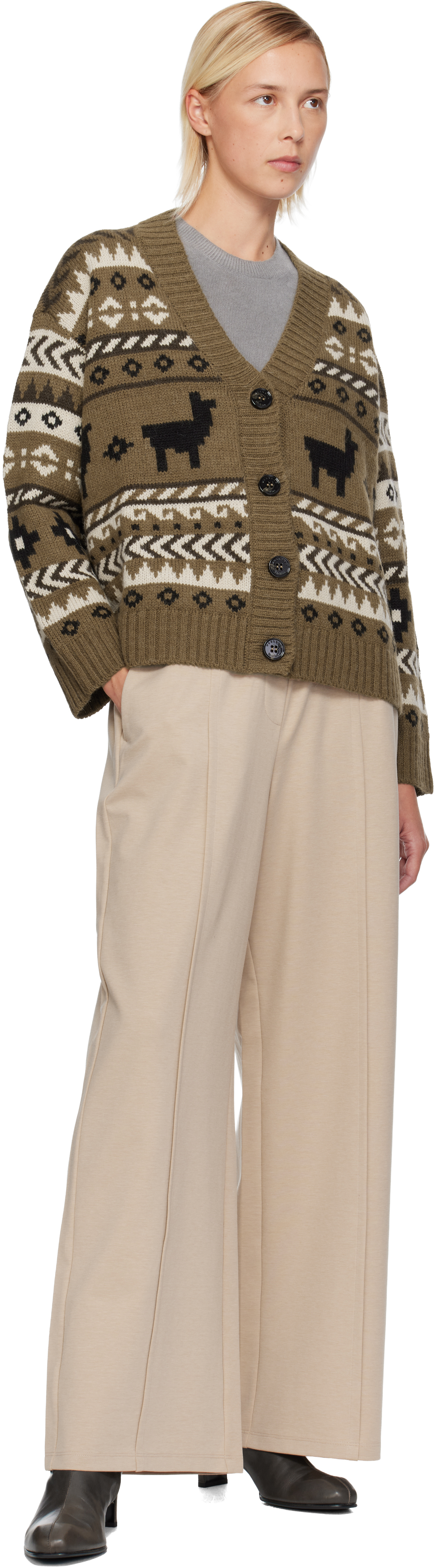 Weekend Max Mara Brown Ovatta Cardigan In Green