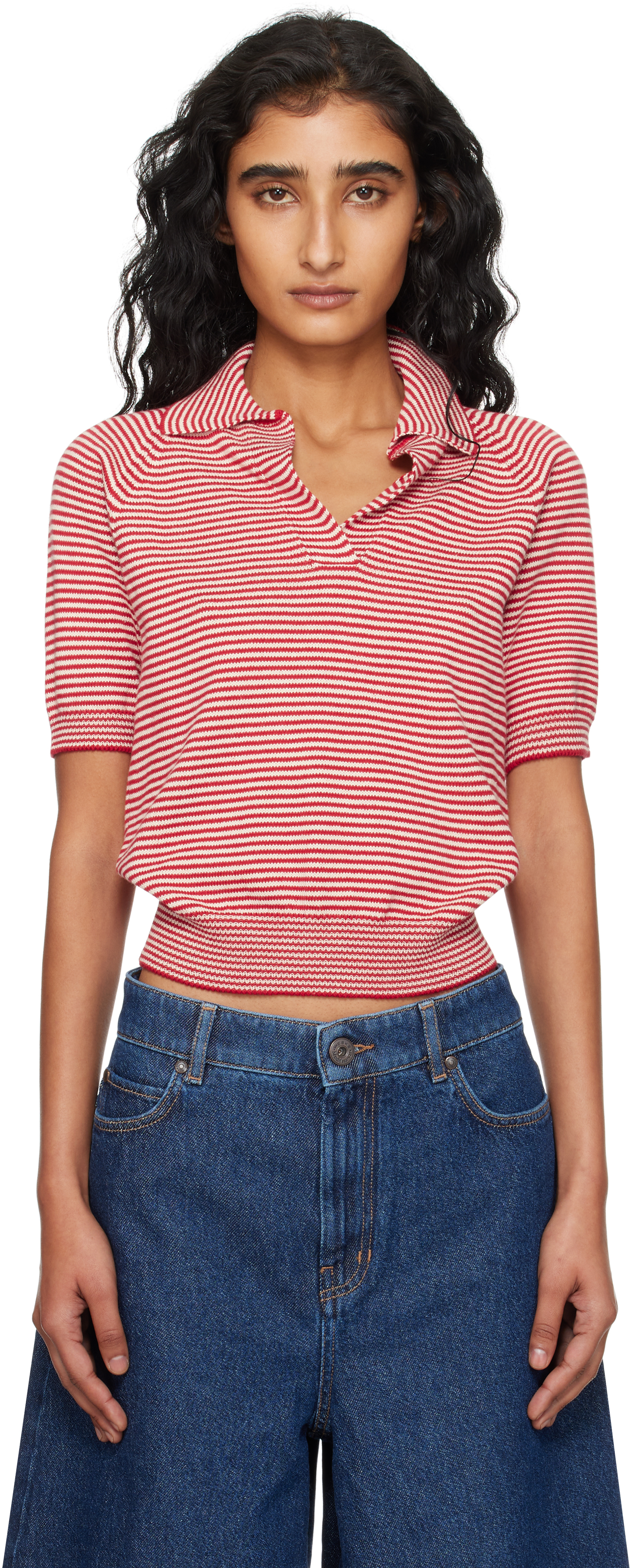 Weekend Max Mara Red & Off-white Junior Polo