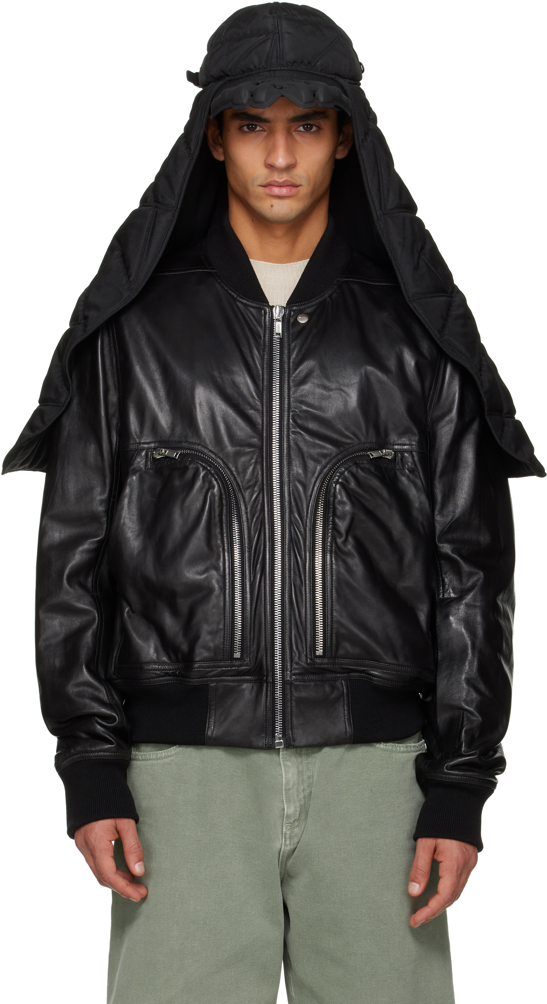 Innerraum Black Object C11 Puffer Scarf Cap In Black