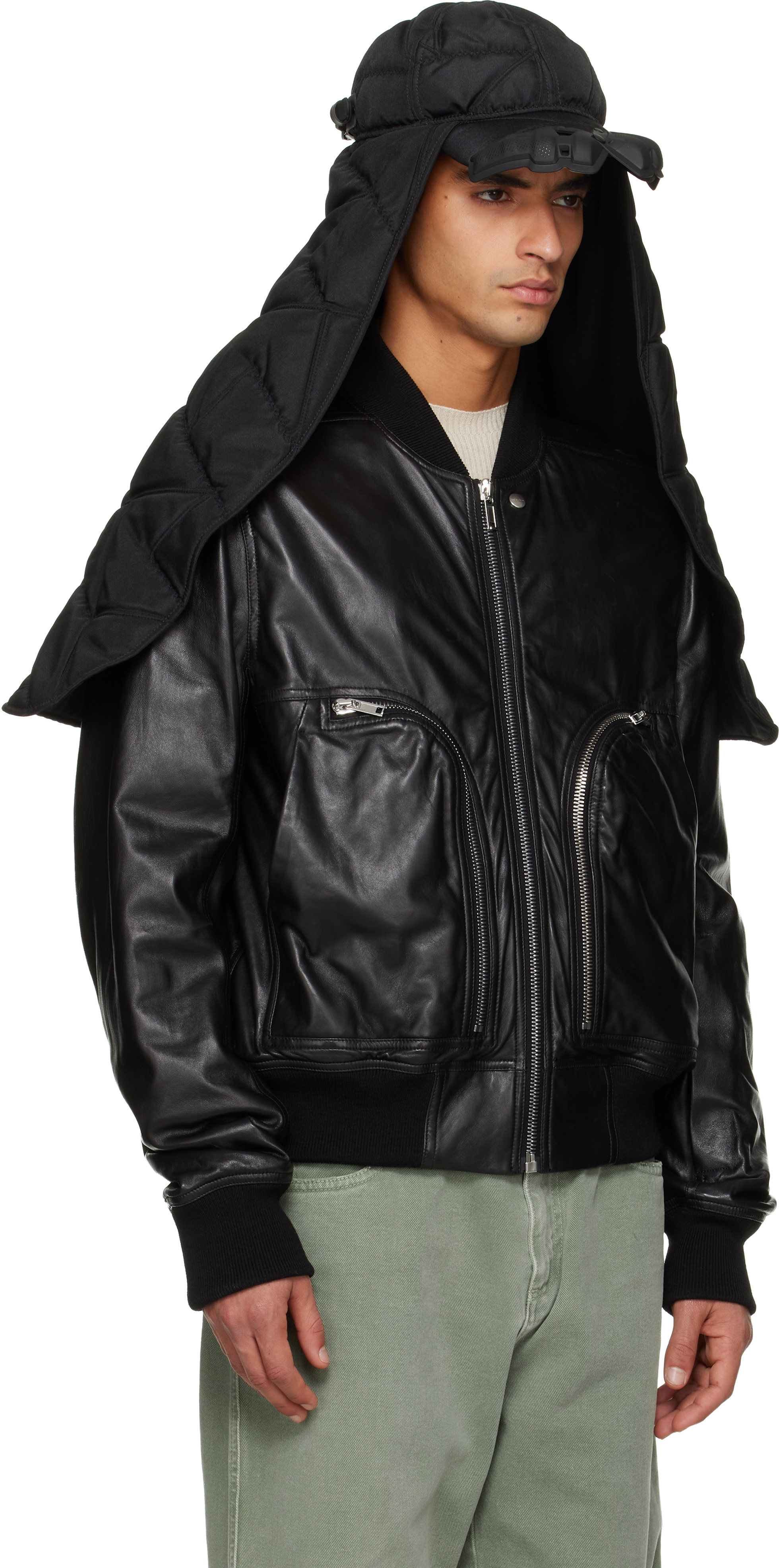 Innerraum Black Object C11 Puffer Scarf Cap In Black