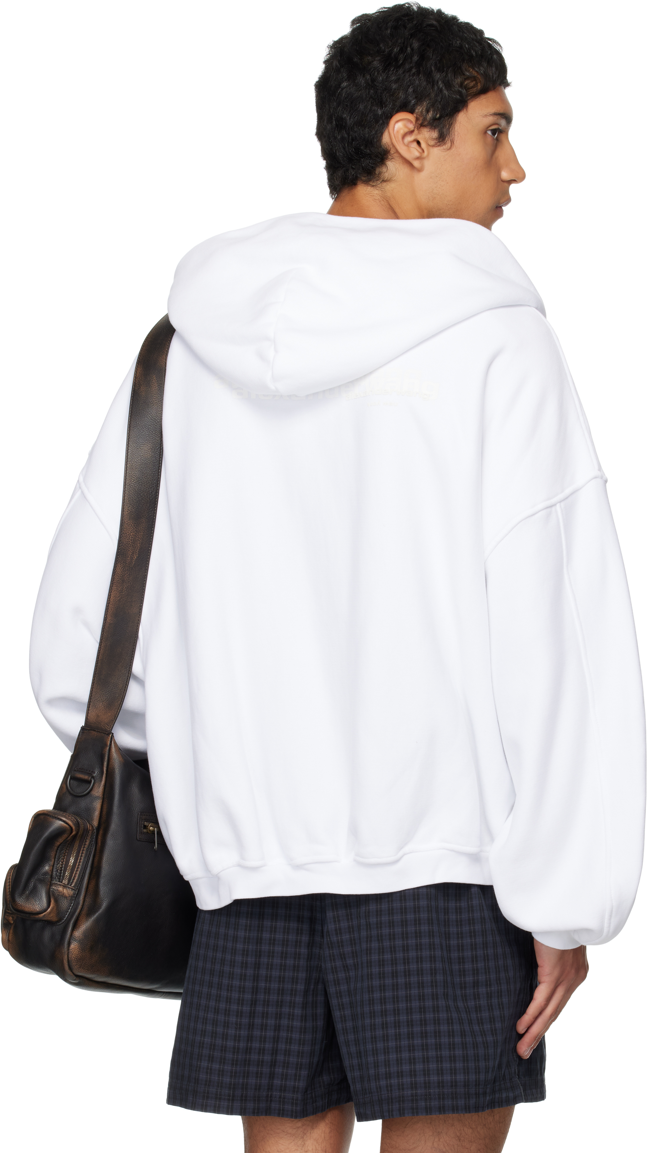 Alexander Wang White Graphic Logo Zip Hoodie In White