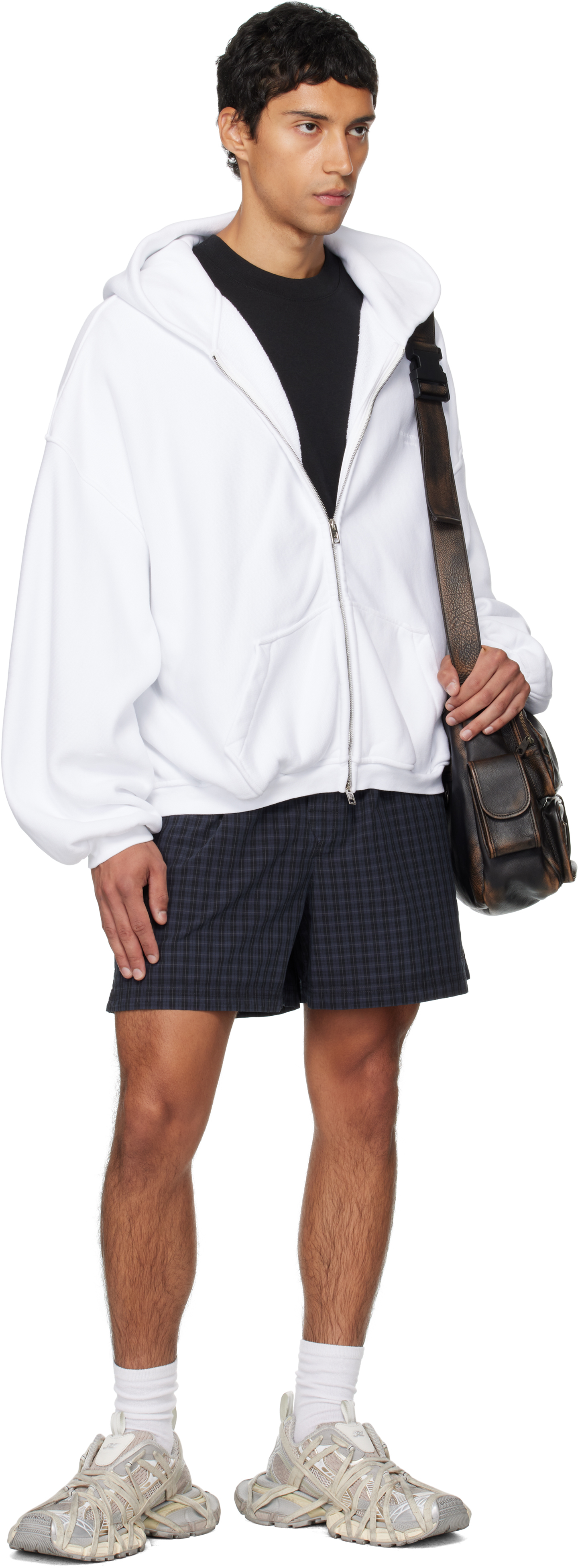 Alexander Wang White Graphic Logo Zip Hoodie In White