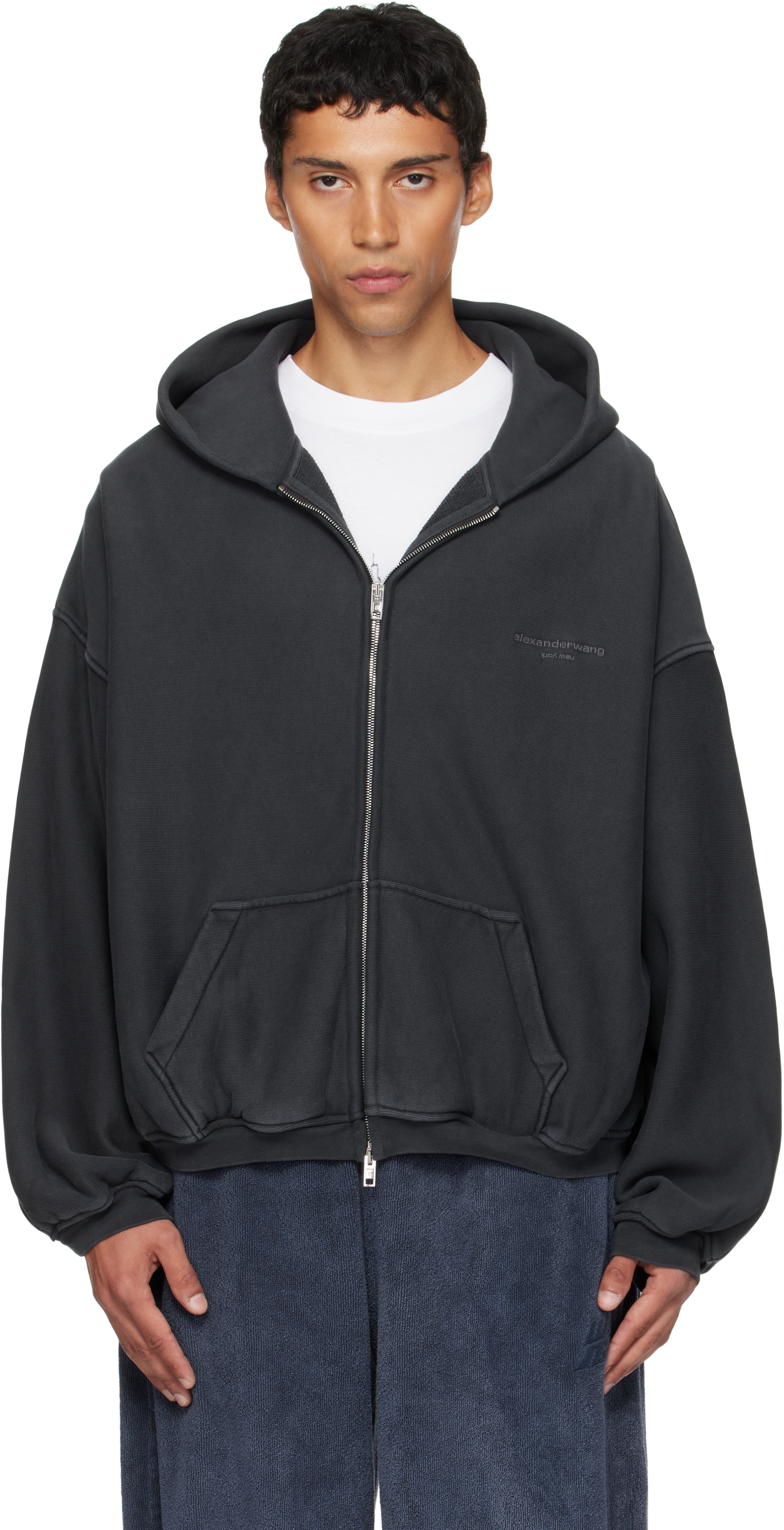 【ALEXANDER WANG】REVERSIBLE HOODIE S Alexander Wang Reversible Raglan Zip Hoodie | Black | FARFETCH