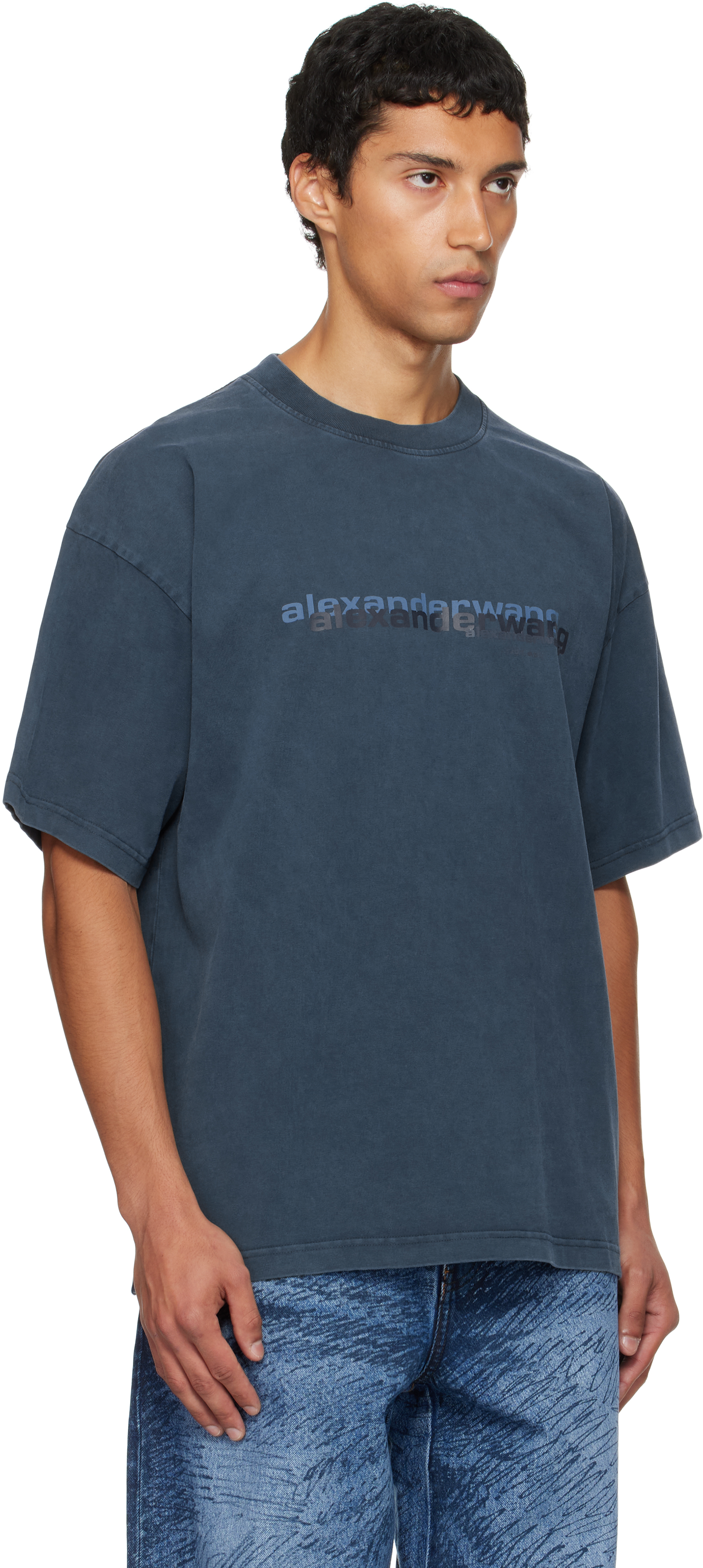 Alexander Wang Navy Short Sleeve T-shirt In Blue