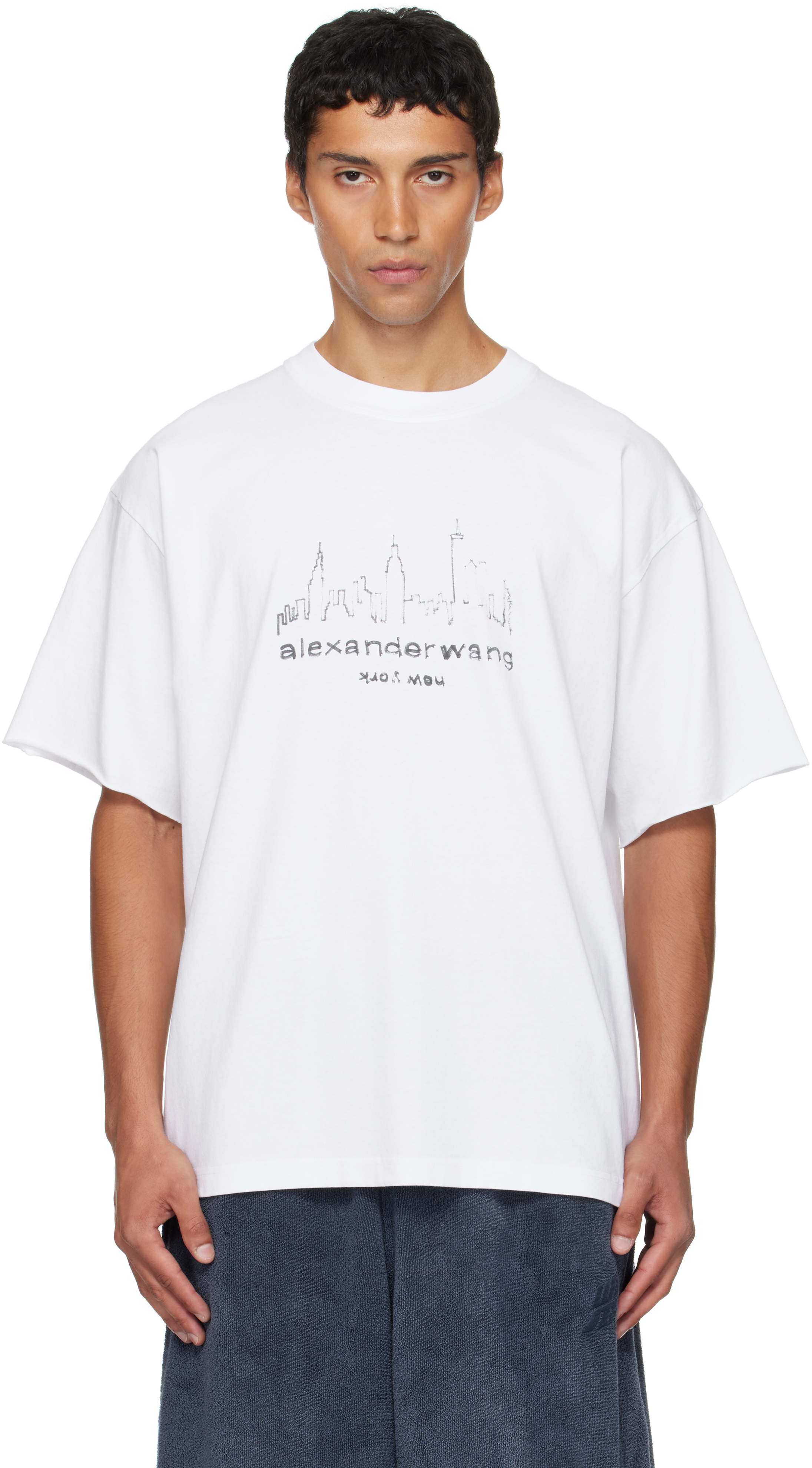 Alexander Wang White Graphic Short Sleeve T-shirt In White