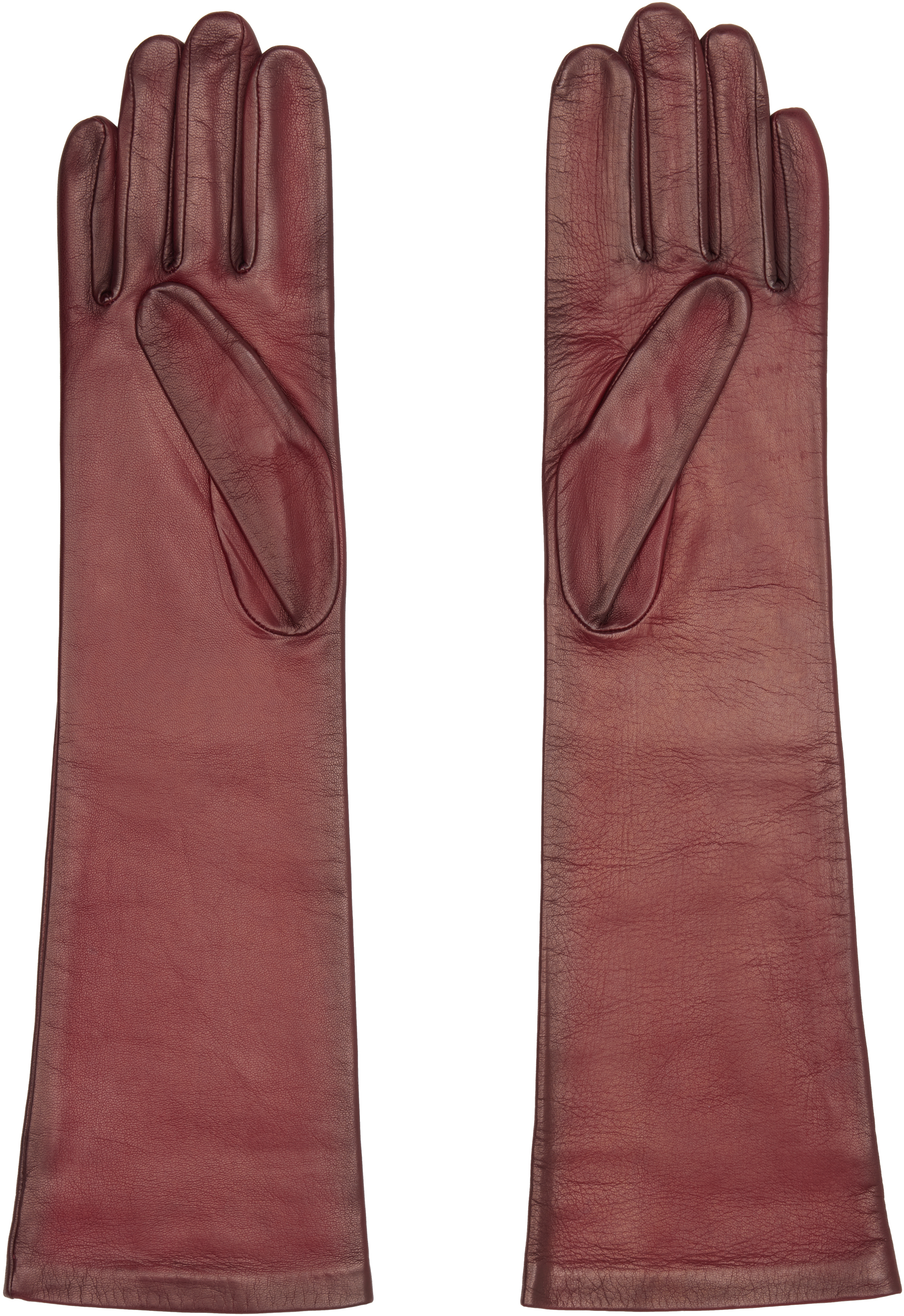 Mm6 Maison Margiela Burgundy Agnelle Edition Mid-length Leather Gloves