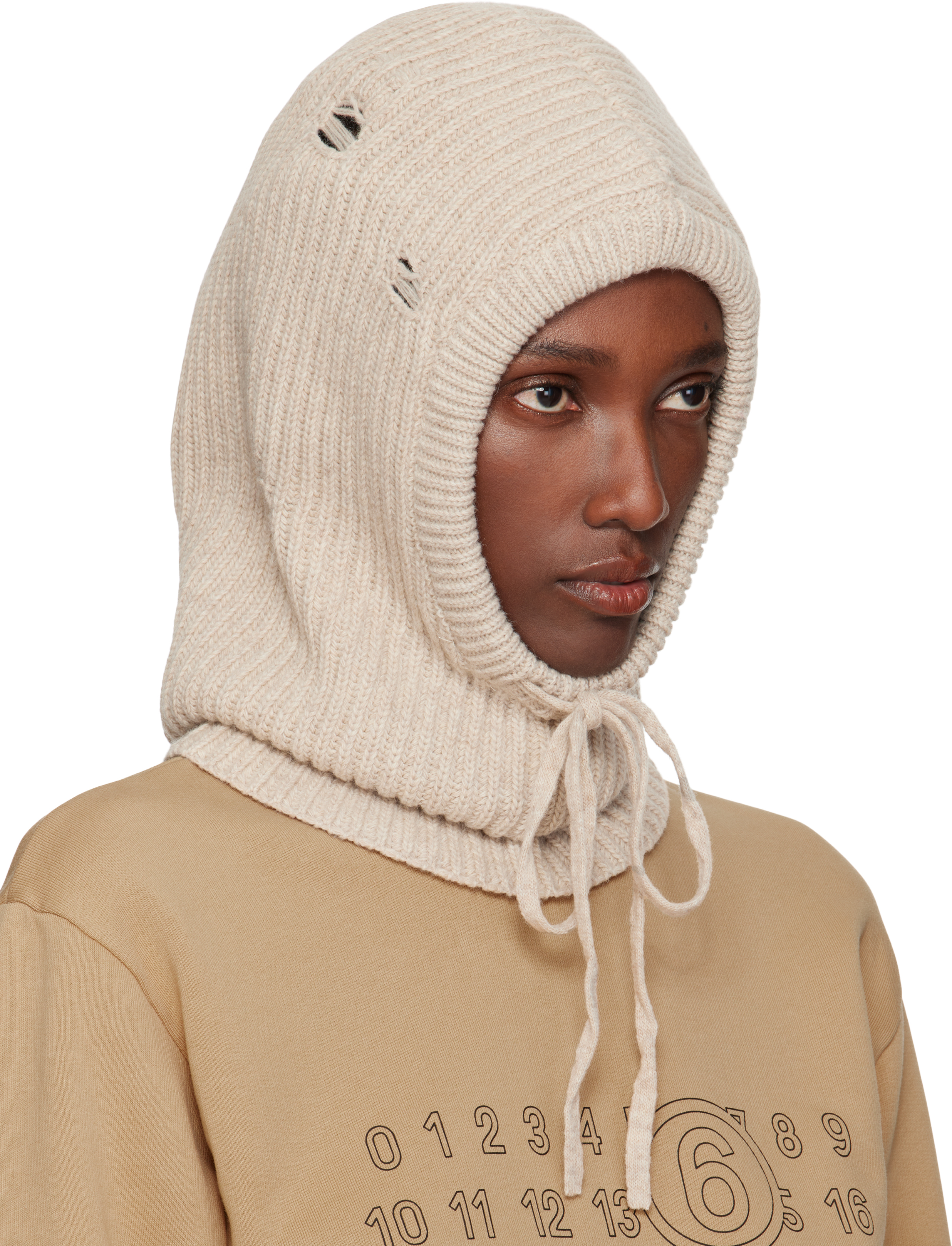Mm6 Maison Margiela Beige Wool Hood In Neutral