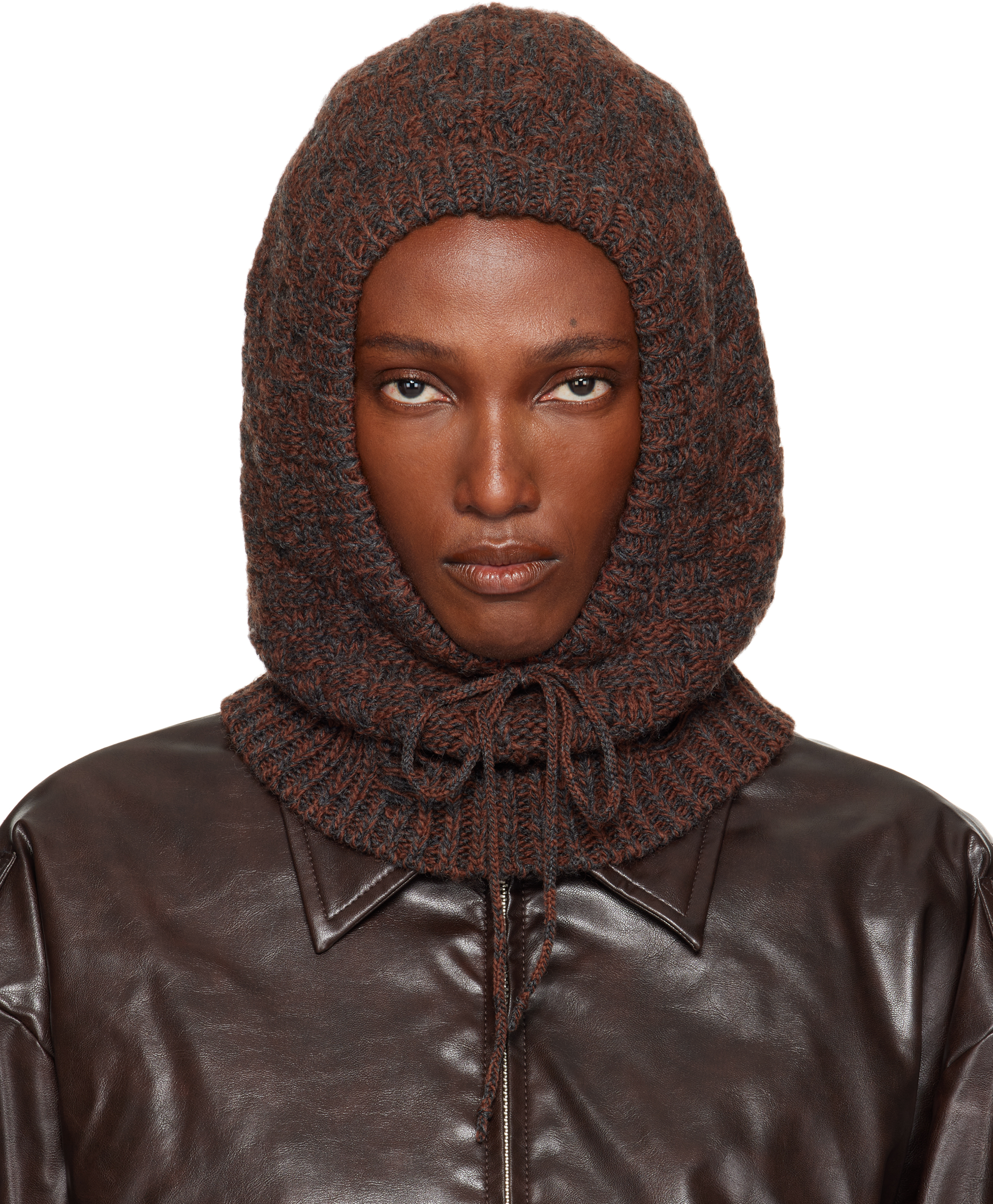 MM6 Maison Margiela: Brown Wool Blend Hood | SSENSE