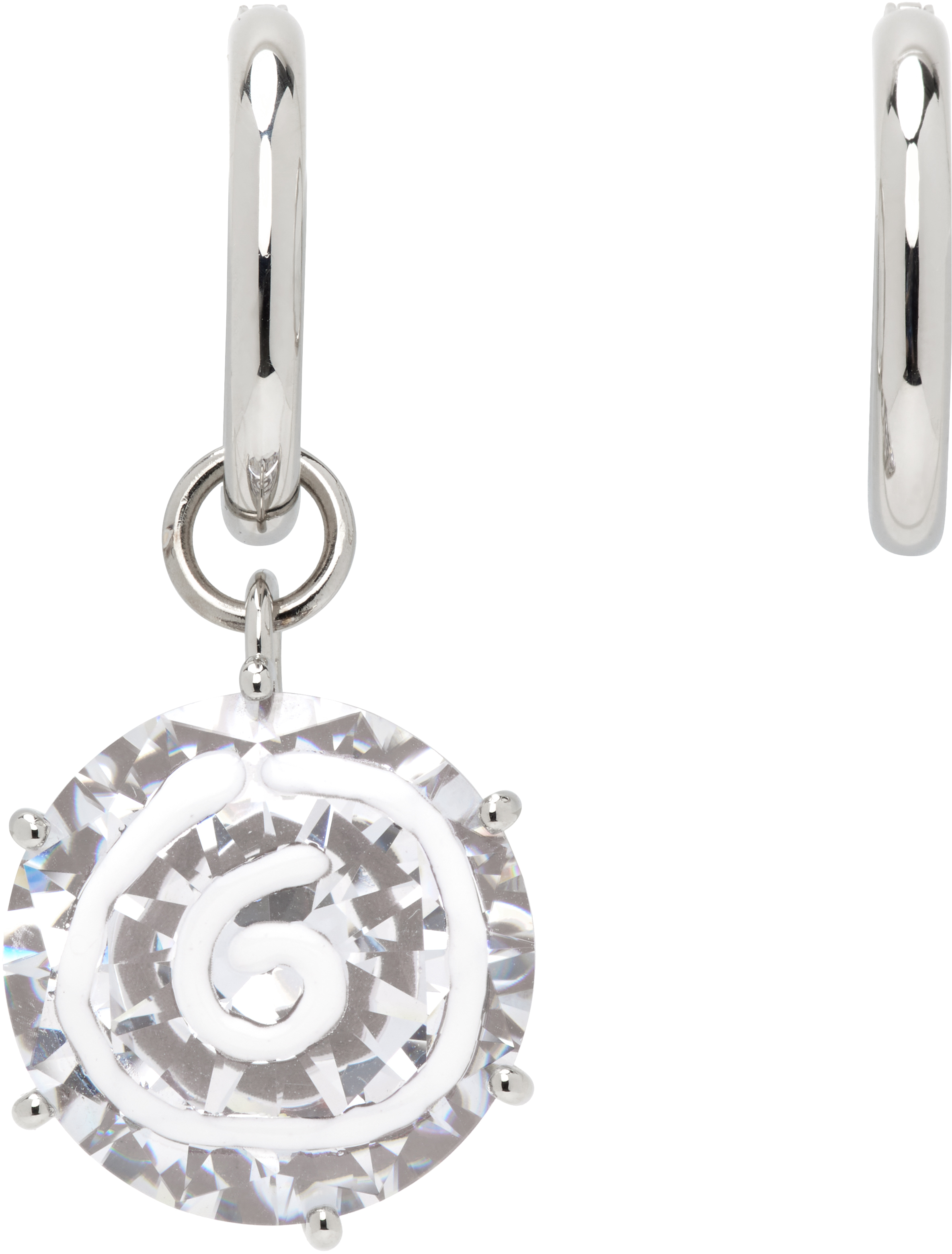Mm6 Maison Margiela Pendant-embellished Hoop Earrings In Silver