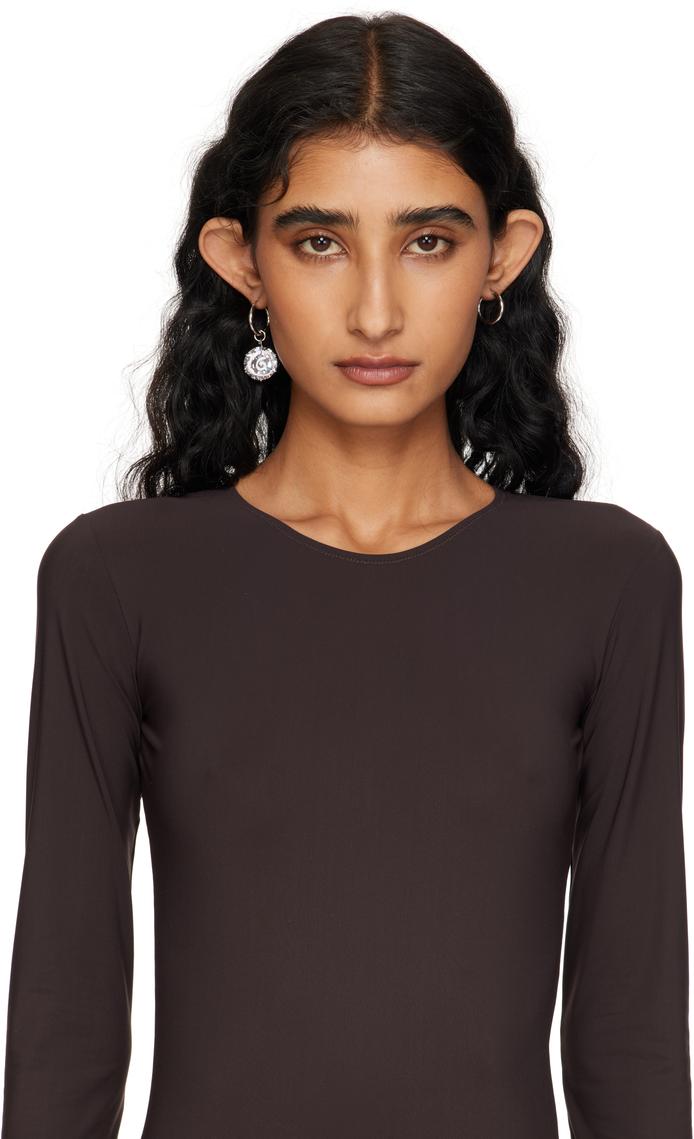 Mm6 Maison Margiela Pendant-embellished Hoop Earrings In Silver