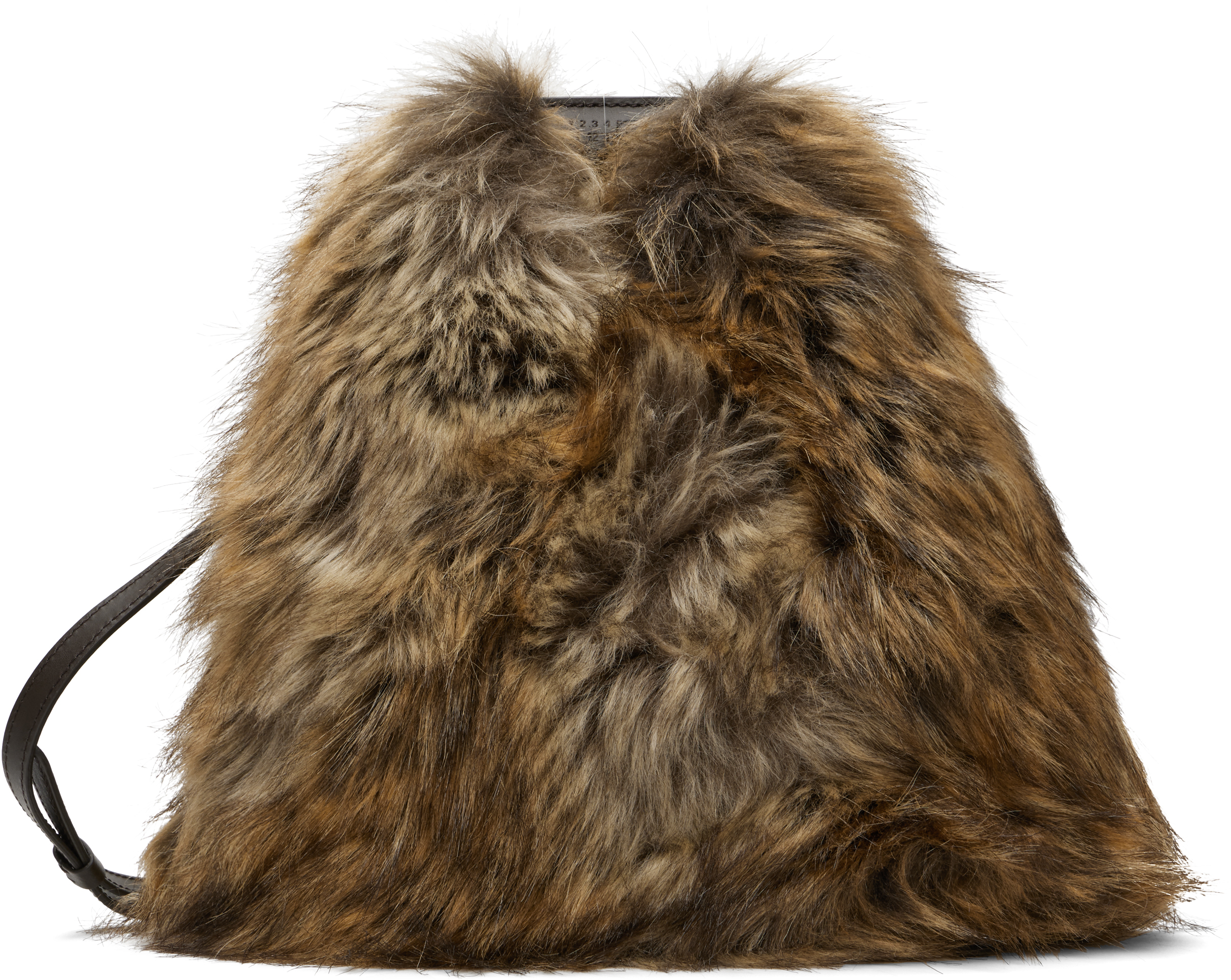 MM6 Maison Margielaのブラウン＆ベージュ フェイクファー バッグが