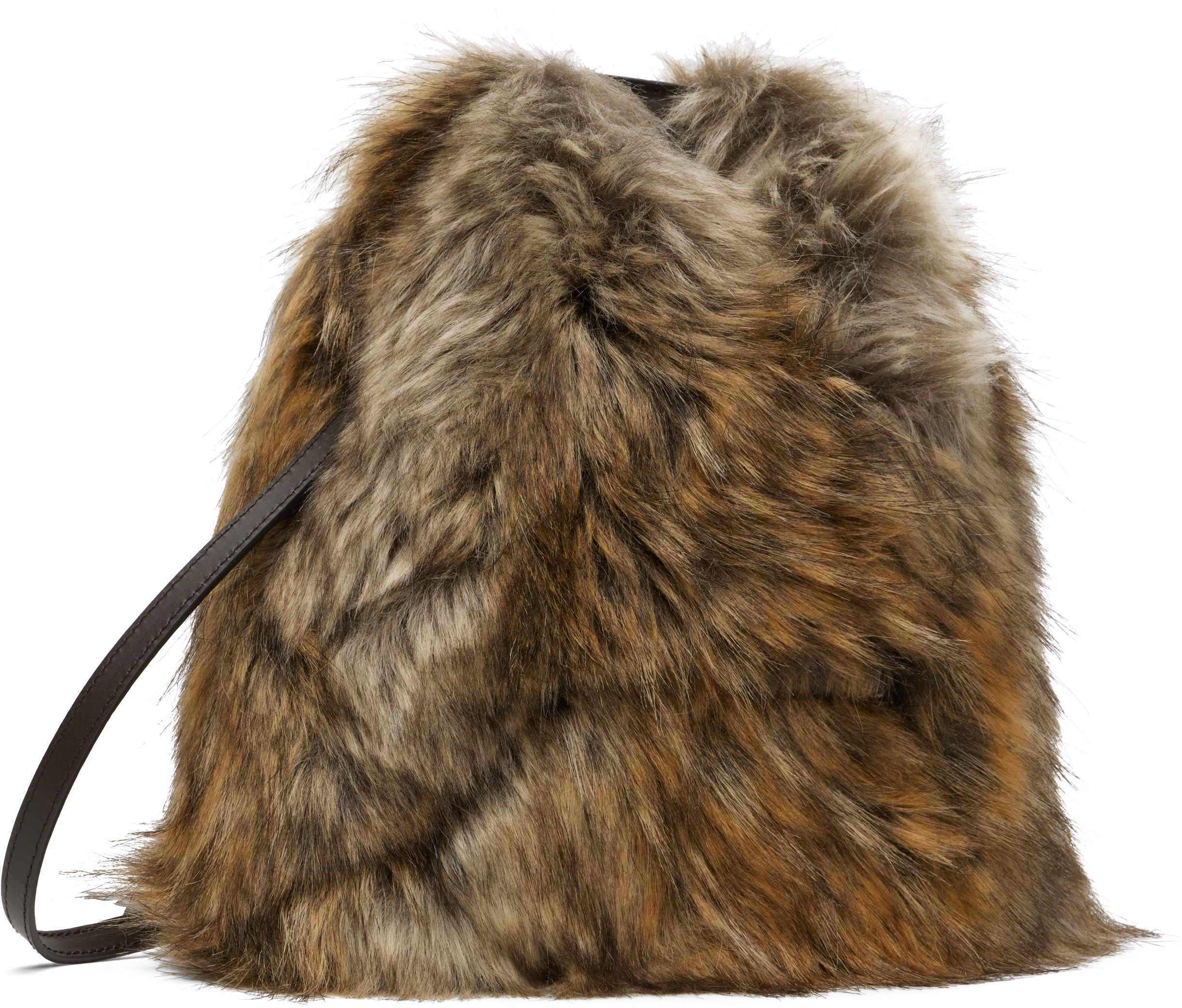 Mm6 Maison Margiela Brown & Beige Faux Fur Bag