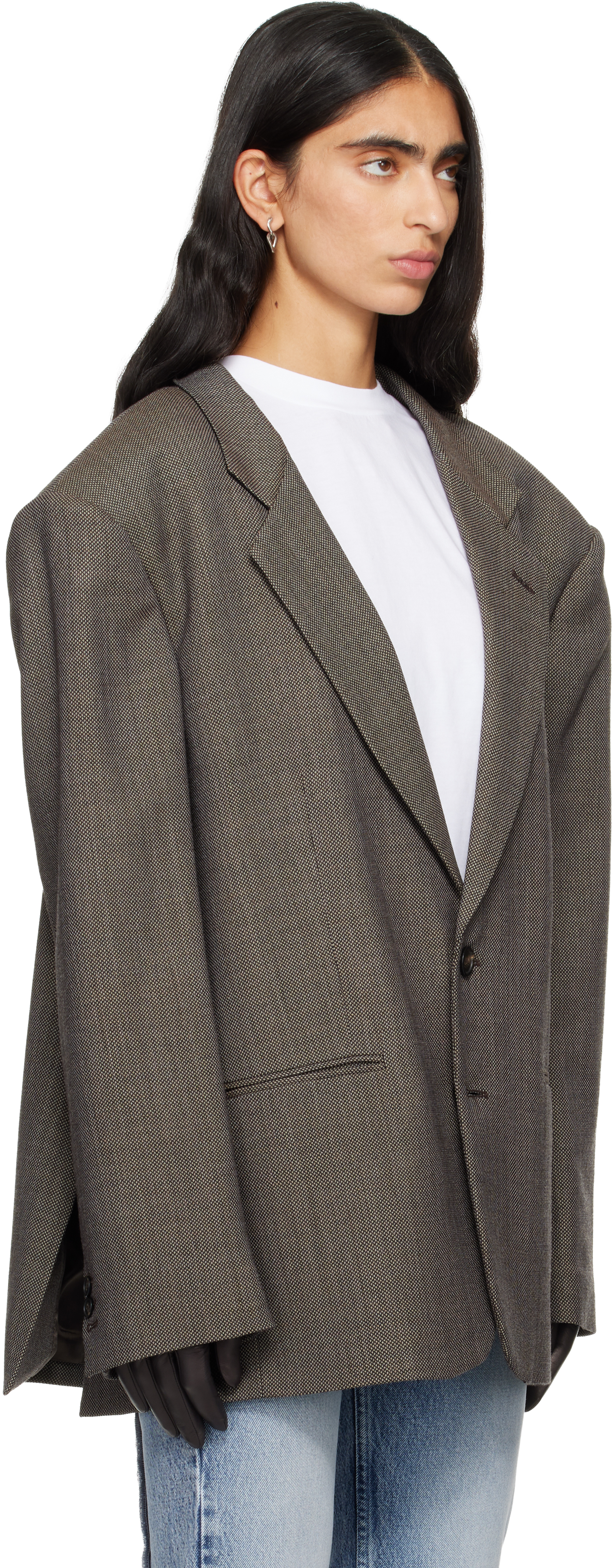 Mm6 Maison Margiela Brown Oversized Wool Blazer