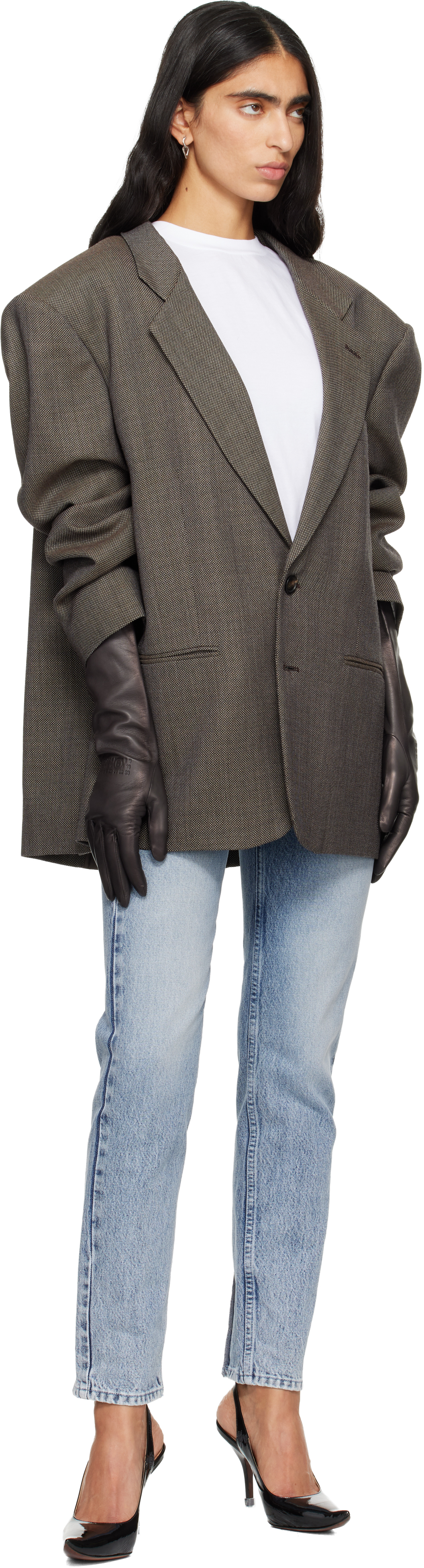 Mm6 Maison Margiela Brown Oversized Wool Blazer