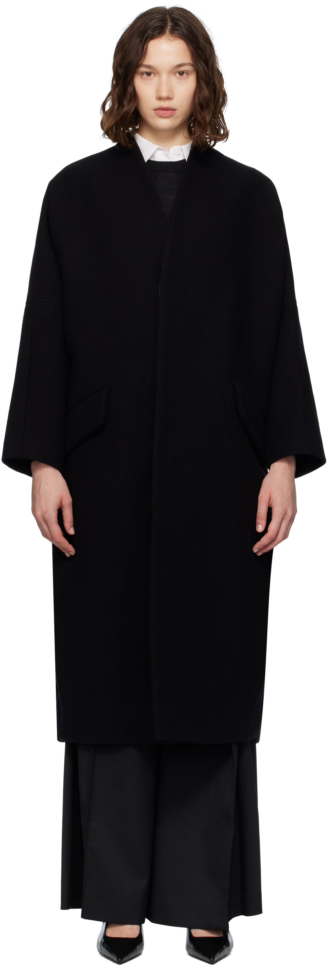 Black Wool Felt Coat