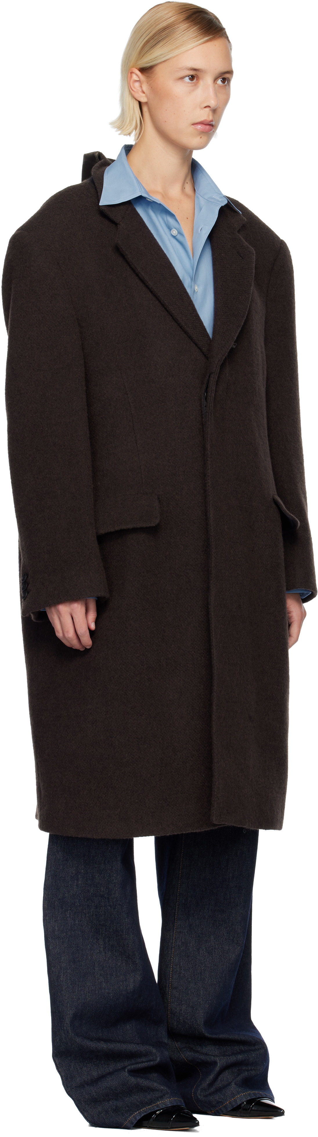 Mm6 Maison Margiela Brown Draped Panel Coat In Brown