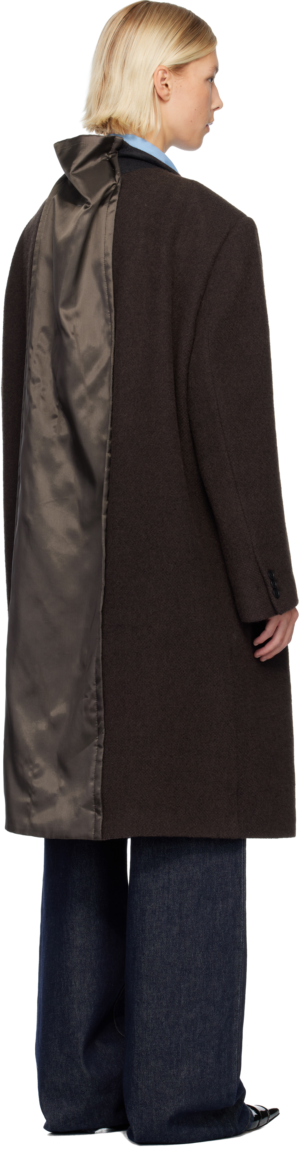 Mm6 Maison Margiela Brown Draped Panel Coat In Brown