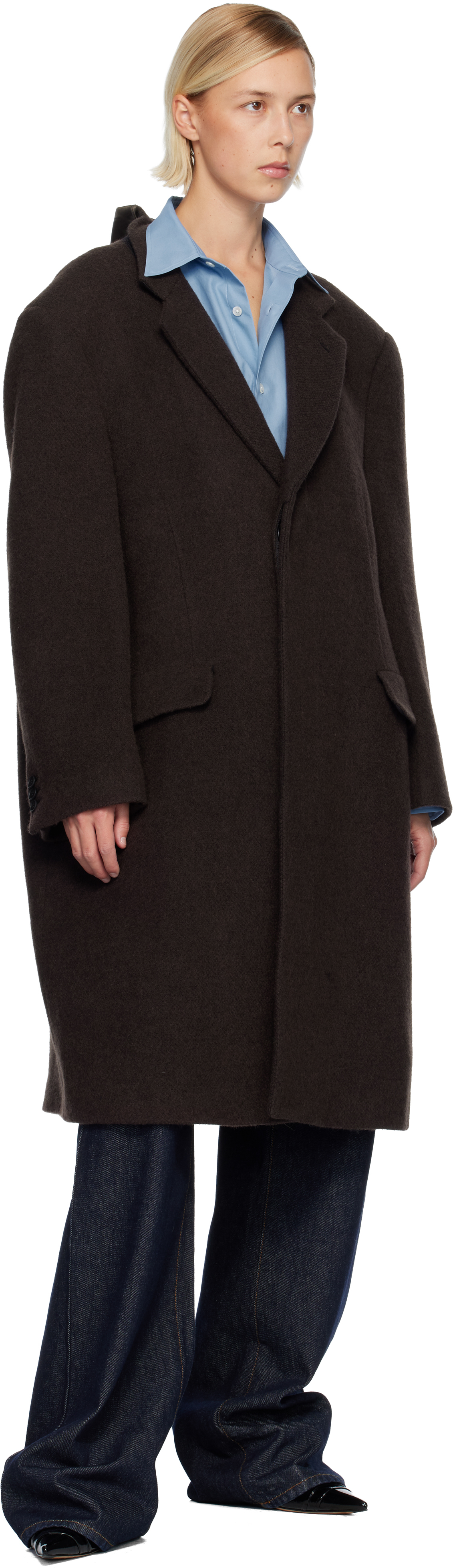 Mm6 Maison Margiela Brown Draped Panel Coat In Brown
