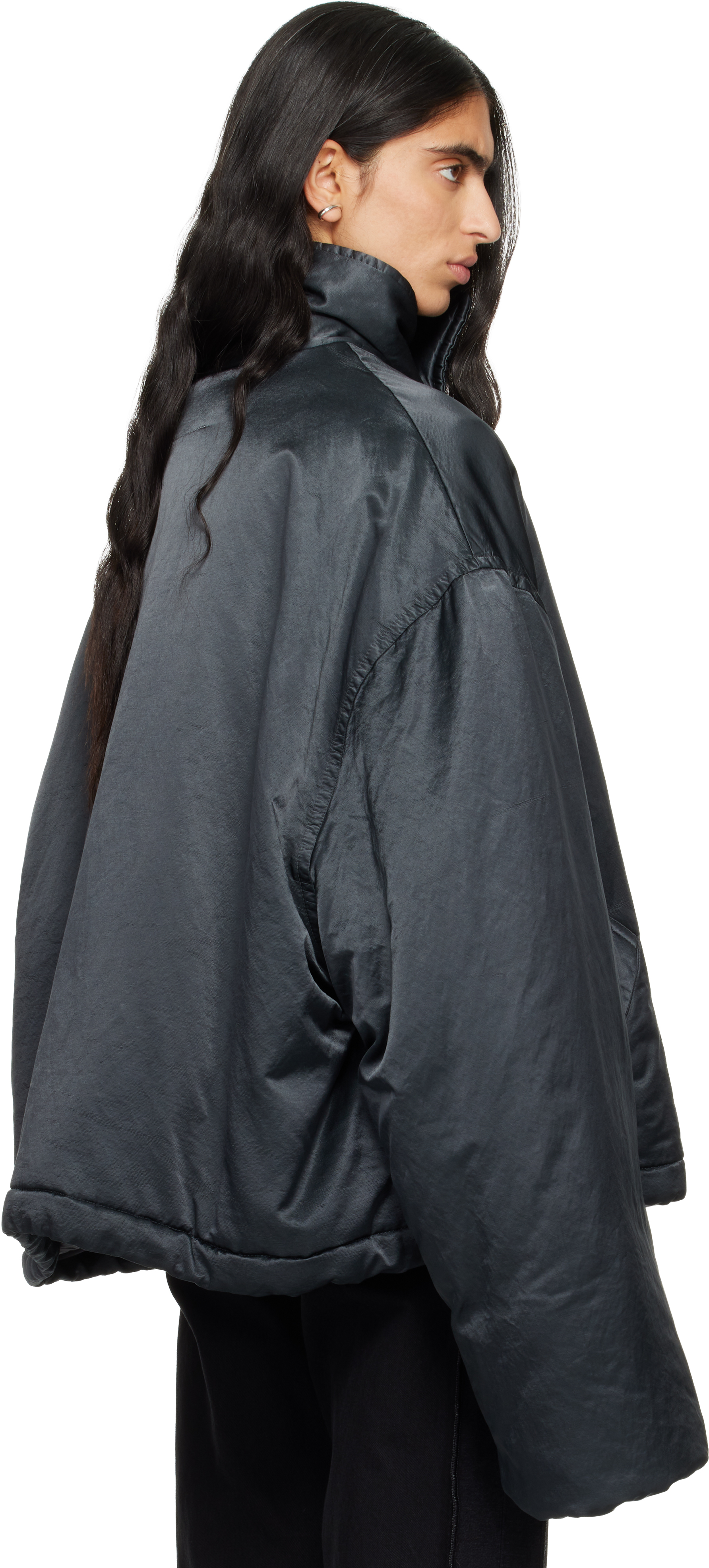 Mm6 Maison Margiela Black Oversized Padded Jacket In Black