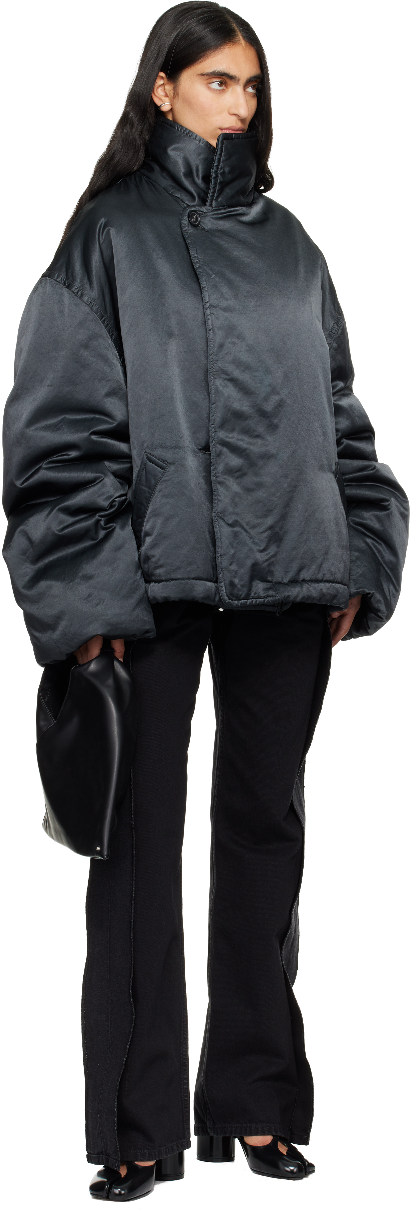 Mm6 Maison Margiela Black Oversized Padded Jacket In Black