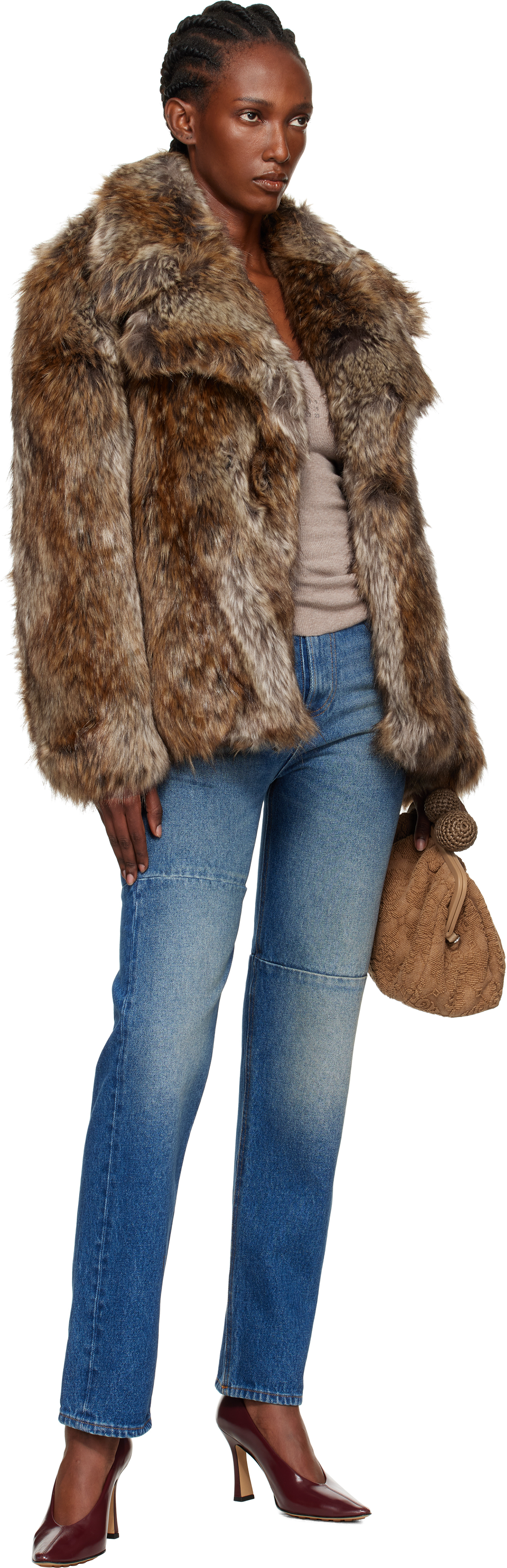 Mm6 Maison Margiela Acrylic Jacket Synthetic Fur In Brown