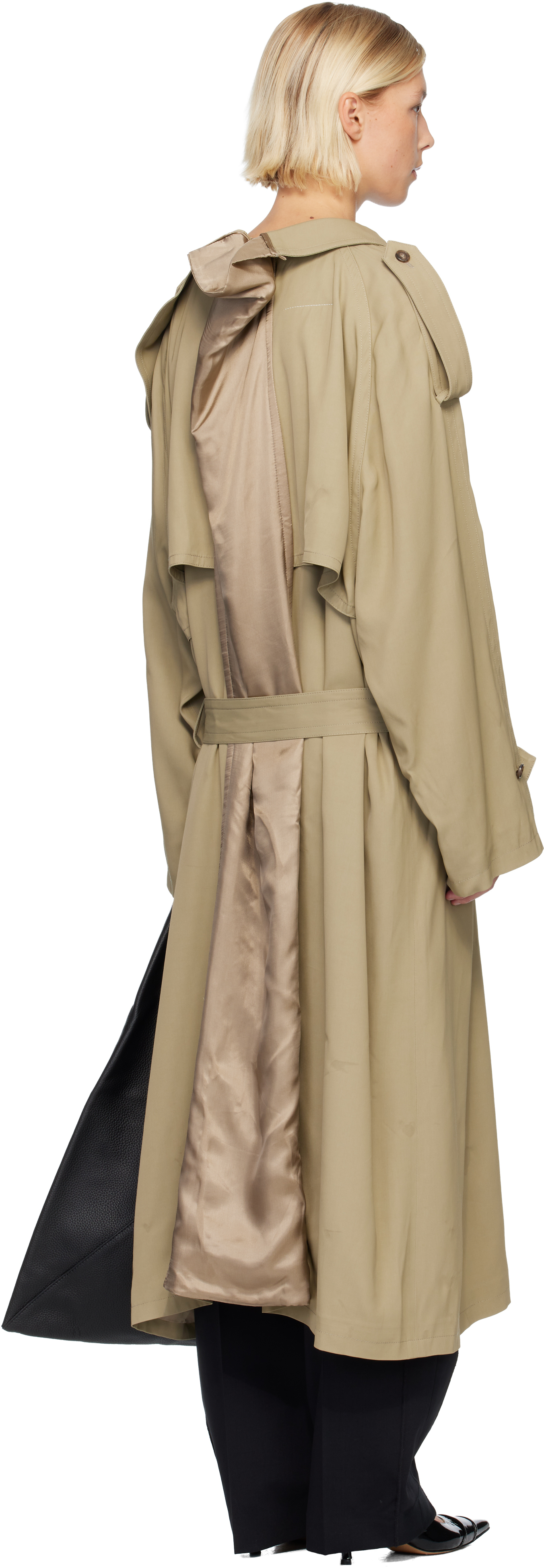 Mm6 Maison Margiela Beige Draped Panel Trench Coat In Multi