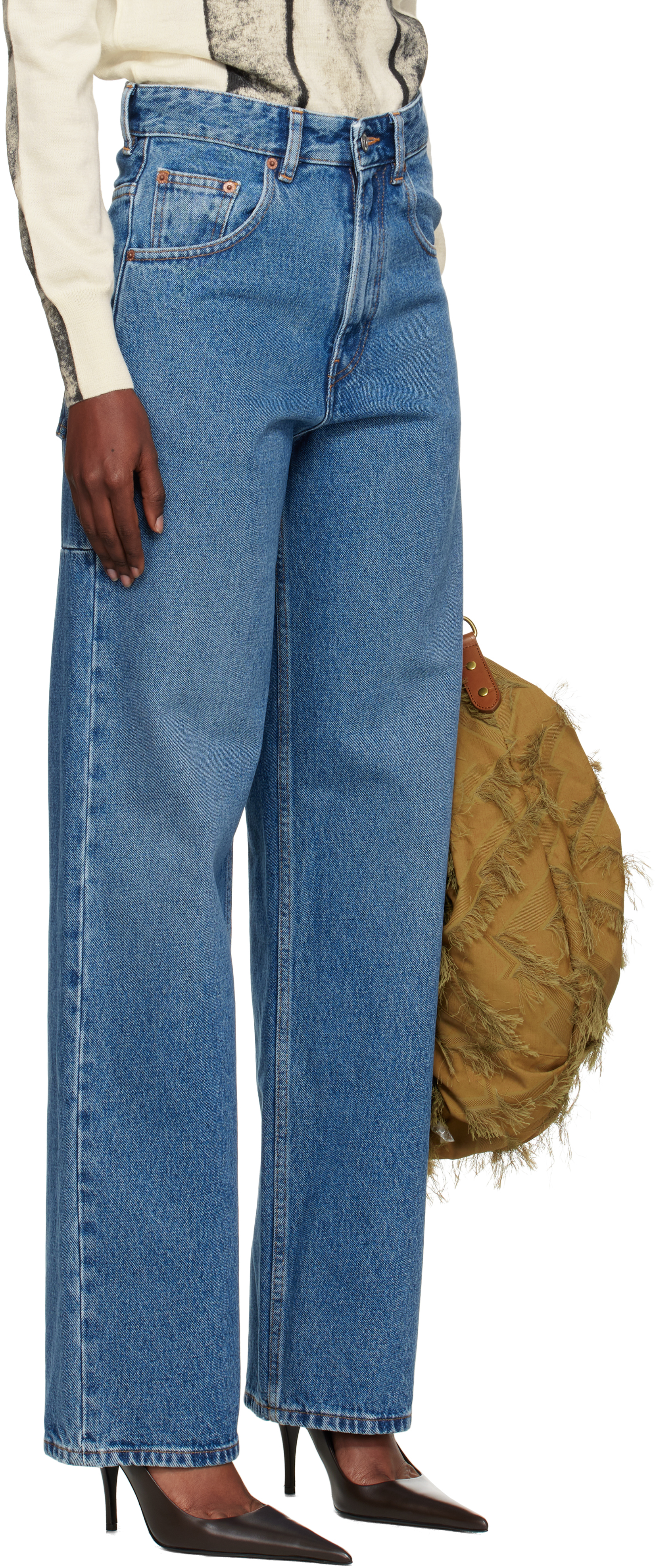 Mm6 Maison Margiela Blue Wide-leg Jeans In Blue