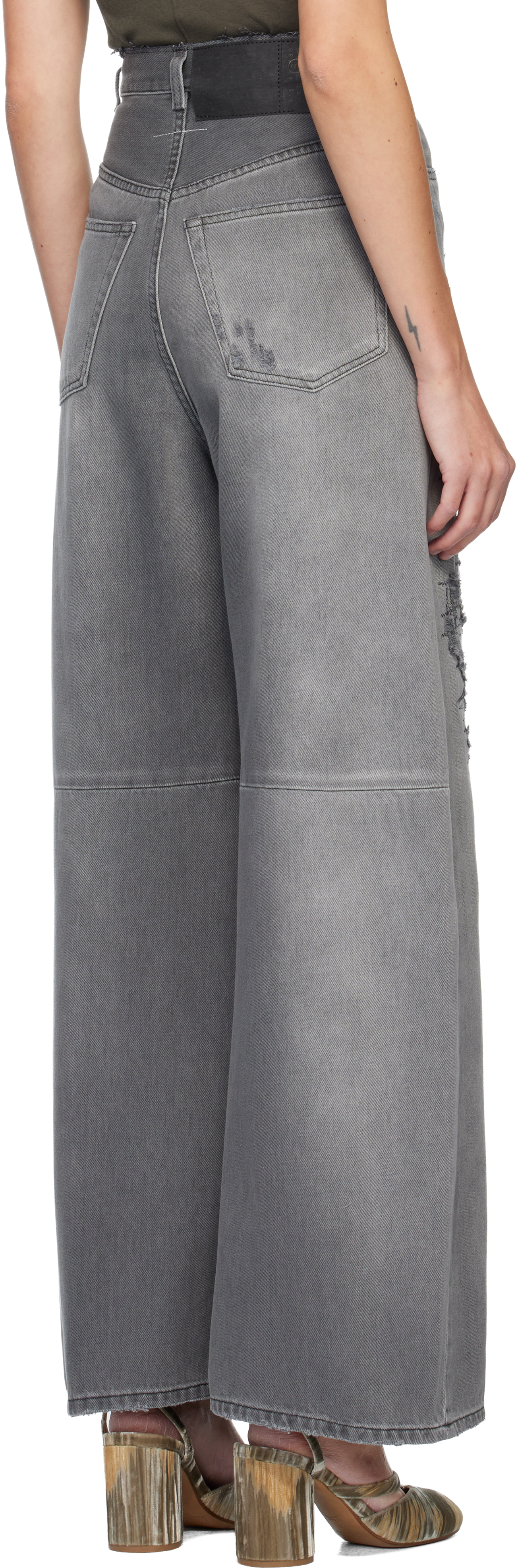 Mm6 Maison Margiela Gray Lightweight 5 Pockets Jeans In Gray