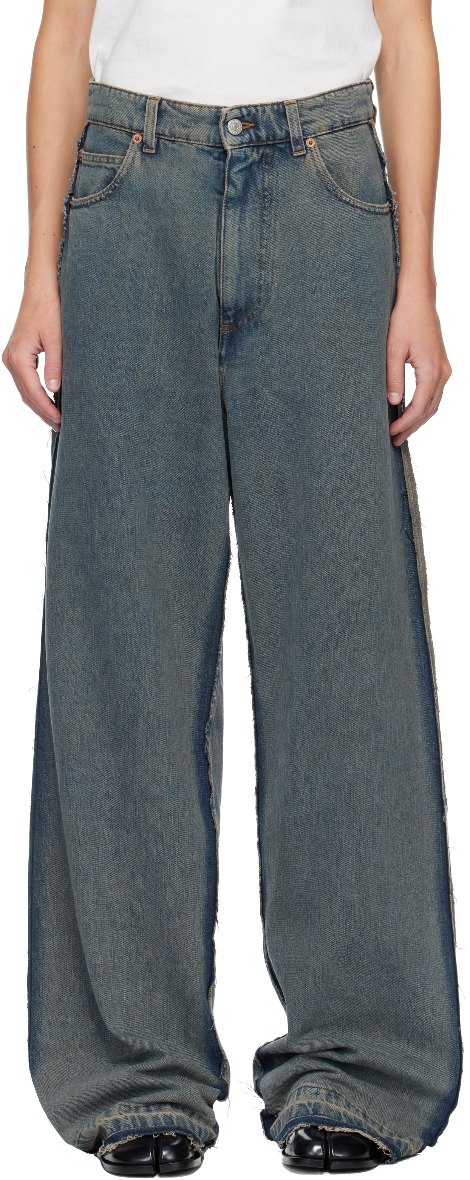 MM6 Maison Margiela: ブルー Mid-Weight ファイブポケット ジーンズ