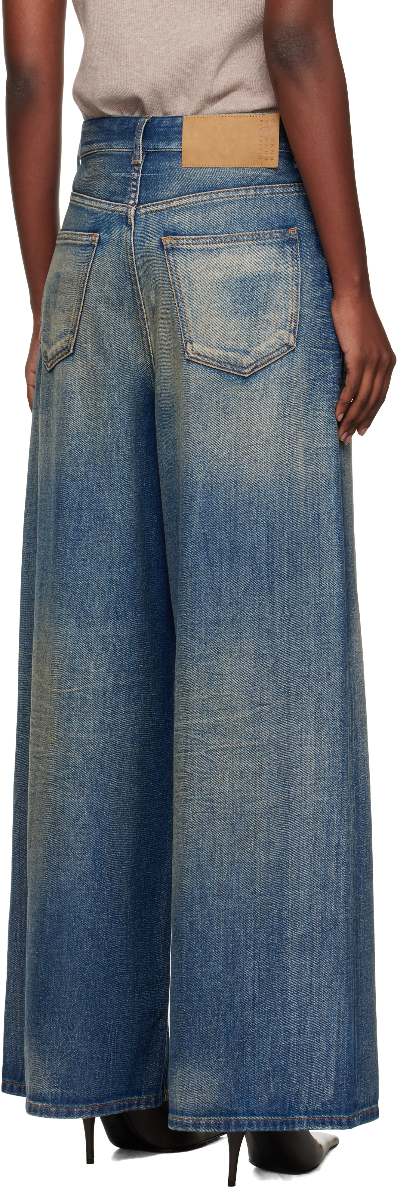 Mm6 Maison Margiela Wide Leg Denim Cotton Jeans In Blue