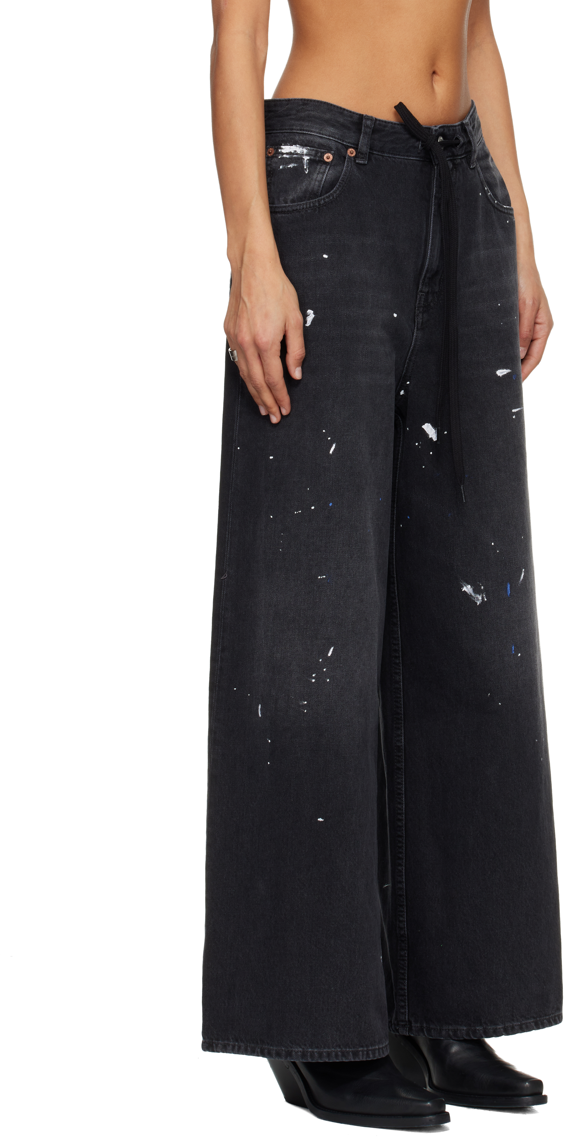 Mm6 Maison Margiela Black Wide-leg Jeans In Black