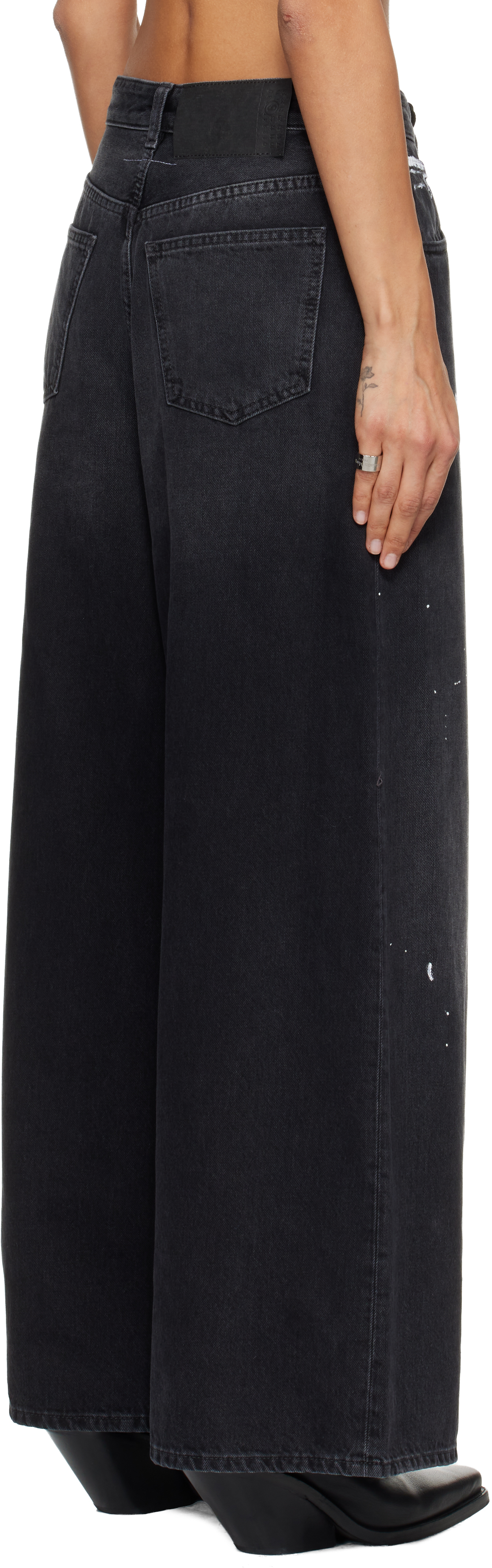 Mm6 Maison Margiela Black Wide-leg Jeans In Black