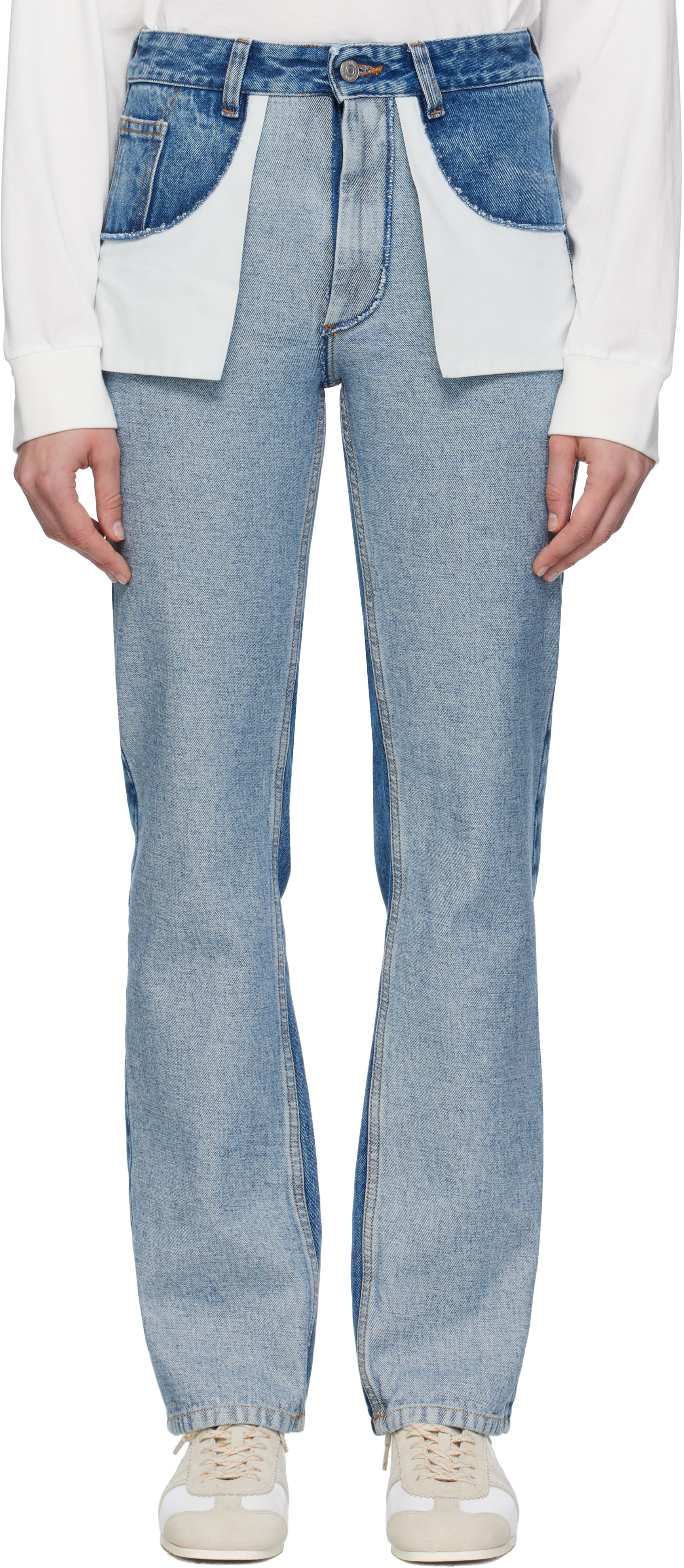 MM6 Maison Margiela: ブルー ストレートレッグ ジーンズ | SSENSE 日本 MM6 Maison Margiela Straight Leg Jeans