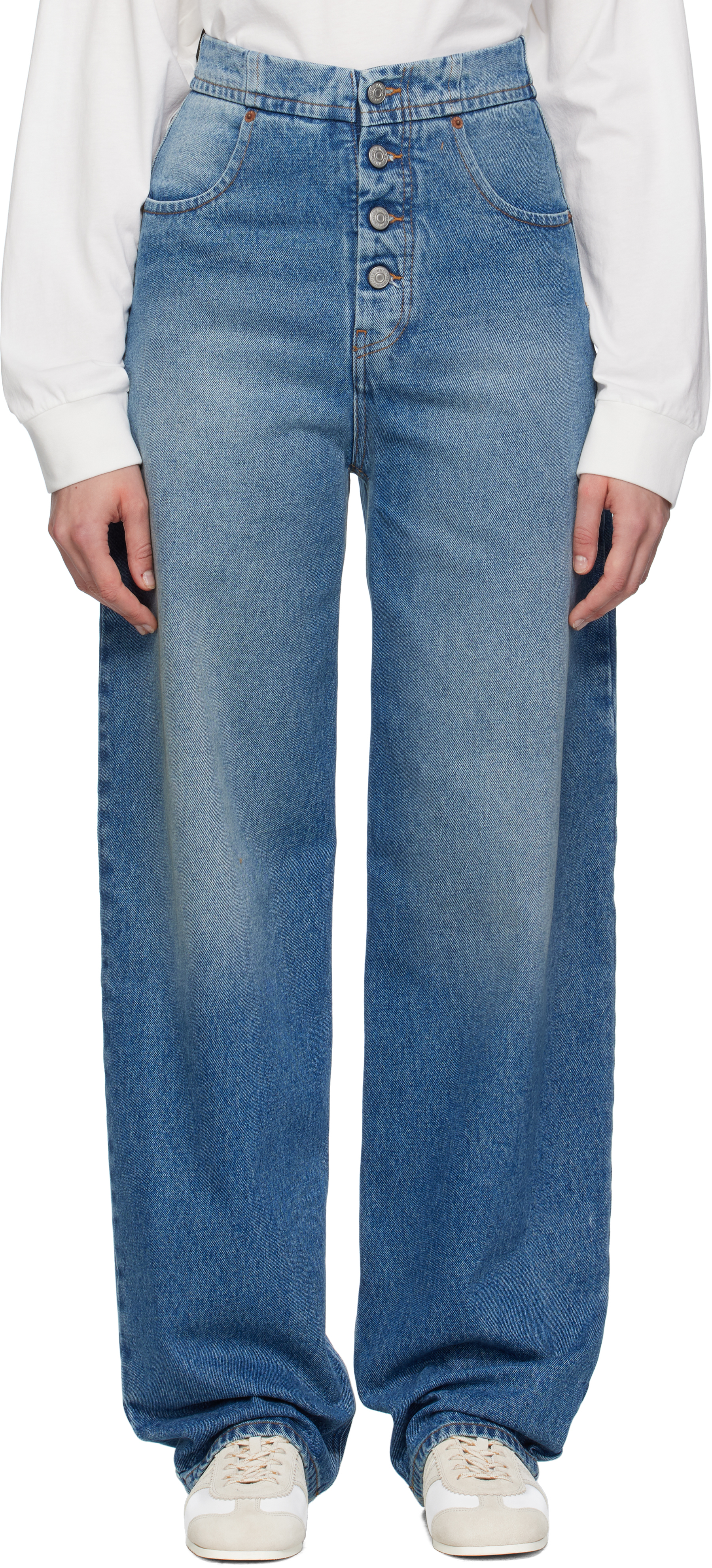 MM6 Maison Margiela: ブルー ストレートレッグ ジーンズ | SSENSE 日本